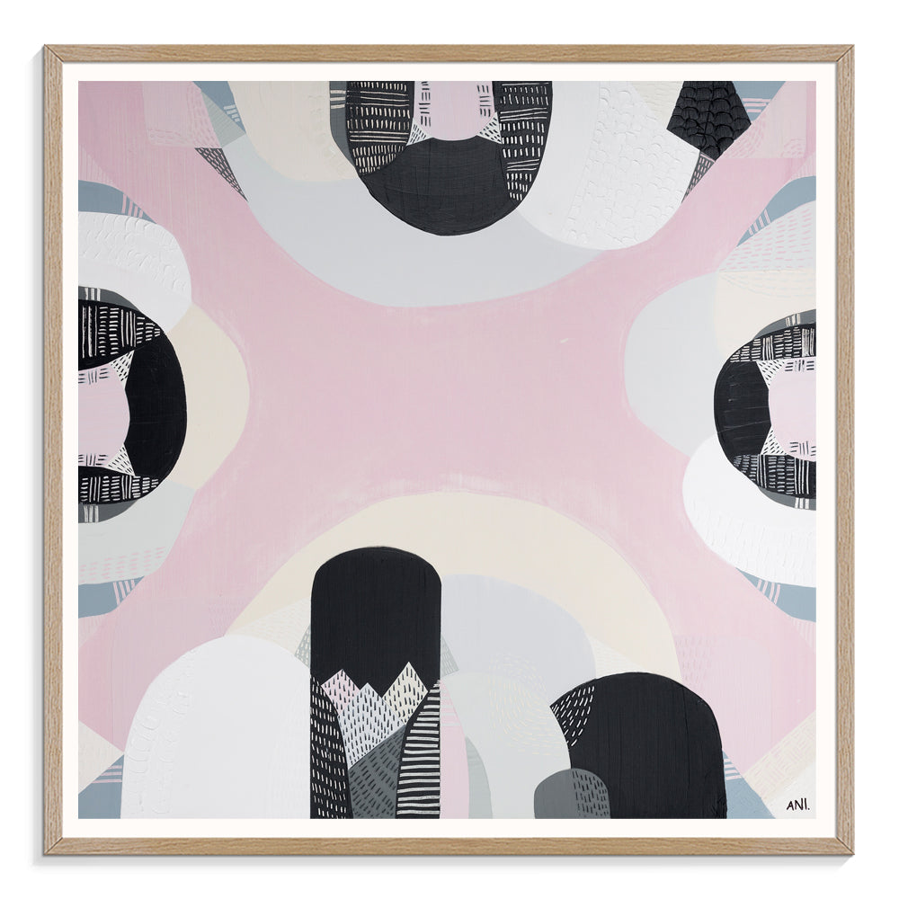 "Westgate Park Salt Lake art print by Ani Ipradjian. Abstract Australian landscape inspired by Melbourne’s pink salt lake beneath the West Gate Bridge. Perfect for collectors of bold, urban nature-inspired prints."