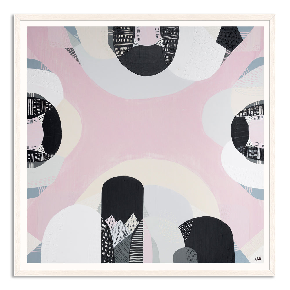 "Westgate Park Salt Lake art print by Ani Ipradjian. Abstract Australian landscape inspired by Melbourne’s pink salt lake beneath the West Gate Bridge. Perfect for collectors of bold, urban nature-inspired prints."