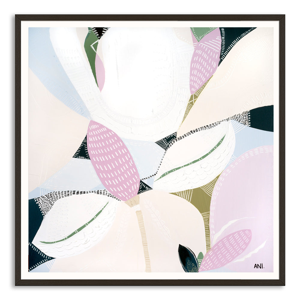 "Wild Flower Love print by Ani Ipradjian. Australian abstract floral print inspired by native wildflowers like Banksia. Ideal for botanical art lovers and interior decorators seeking modern Australian prints."