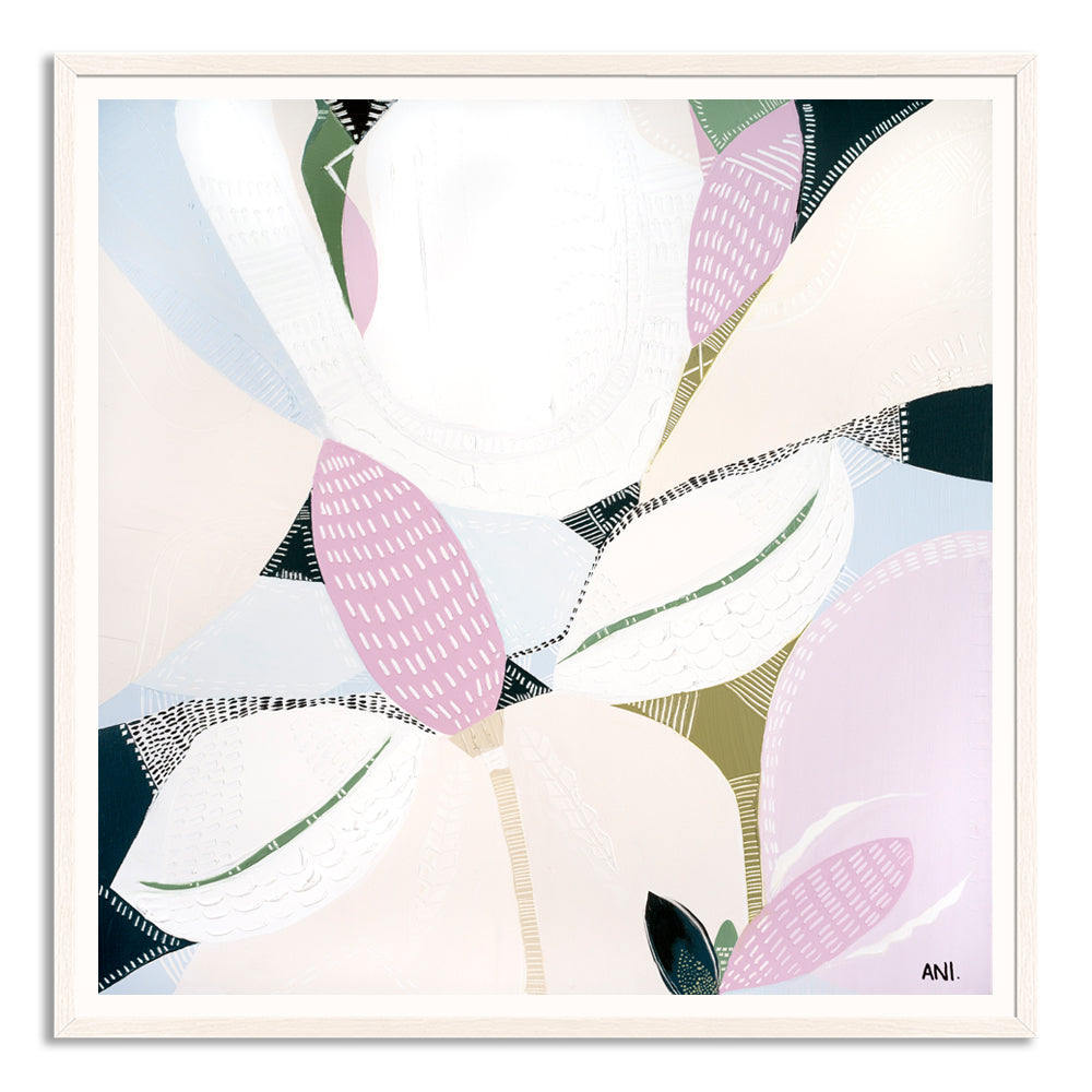 "Wild Flower Love print by Ani Ipradjian. Australian abstract floral print inspired by native wildflowers like Banksia. Ideal for botanical art lovers and interior decorators seeking modern Australian prints."