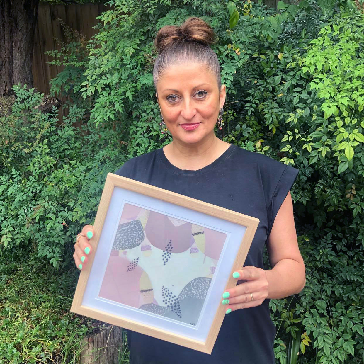 "Jacaranda in Bloom Sydney" – Original floral abstract painting by Australian artist Ani Ipradjian, featuring textured lilac and purple hues inspired by Jacaranda trees around Sydney Harbour.