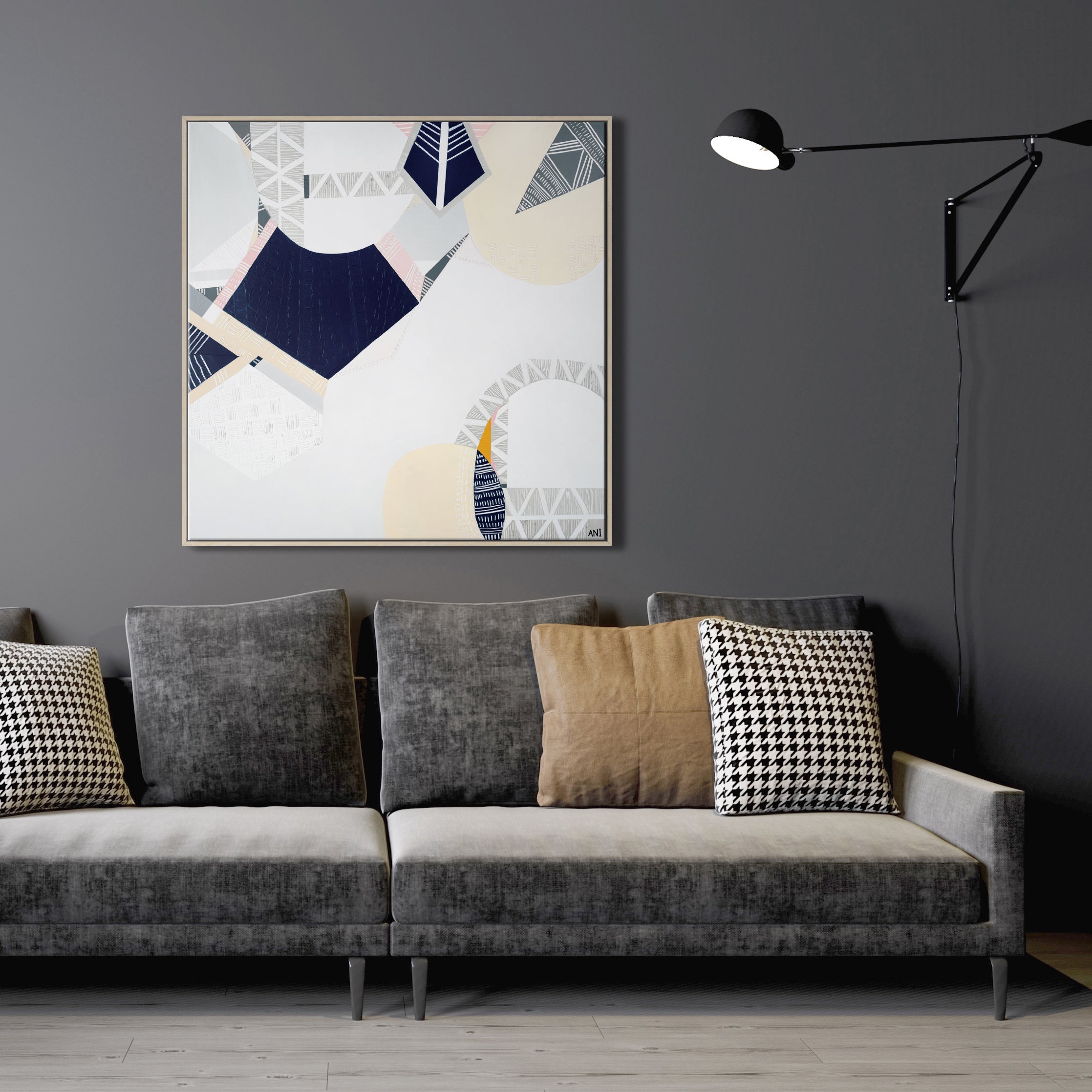 "Melbourne Star" – Original abstract painting by Australian artist Ani Ipradjian, inspired by the iconic Ferris wheel in Docklands, Melbourne, featuring glowing urban textures and forms.