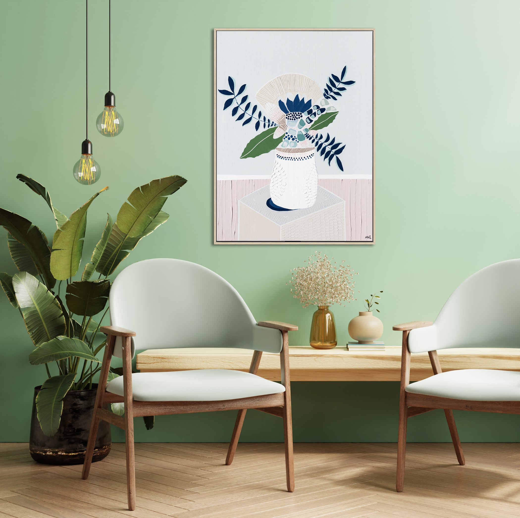"Australian Flower" – Original abstract floral painting by Australian artist Ani Ipradjian, featuring coastal-inspired colours and native garden blooms from her Abstract Bouquet collection.