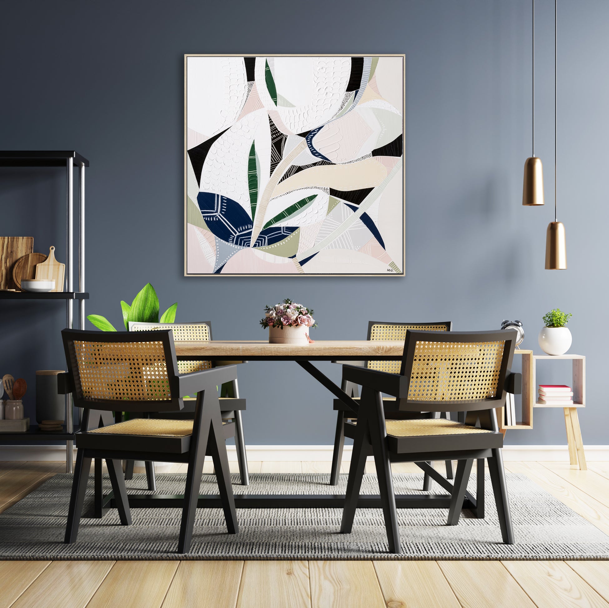 "Australian Wild Flower 1" – Original floral painting by Australian artist Ani Ipradjian, featuring abstract native wildflowers and textured earth tones, similar to the artwork featured on The Block 2022.
