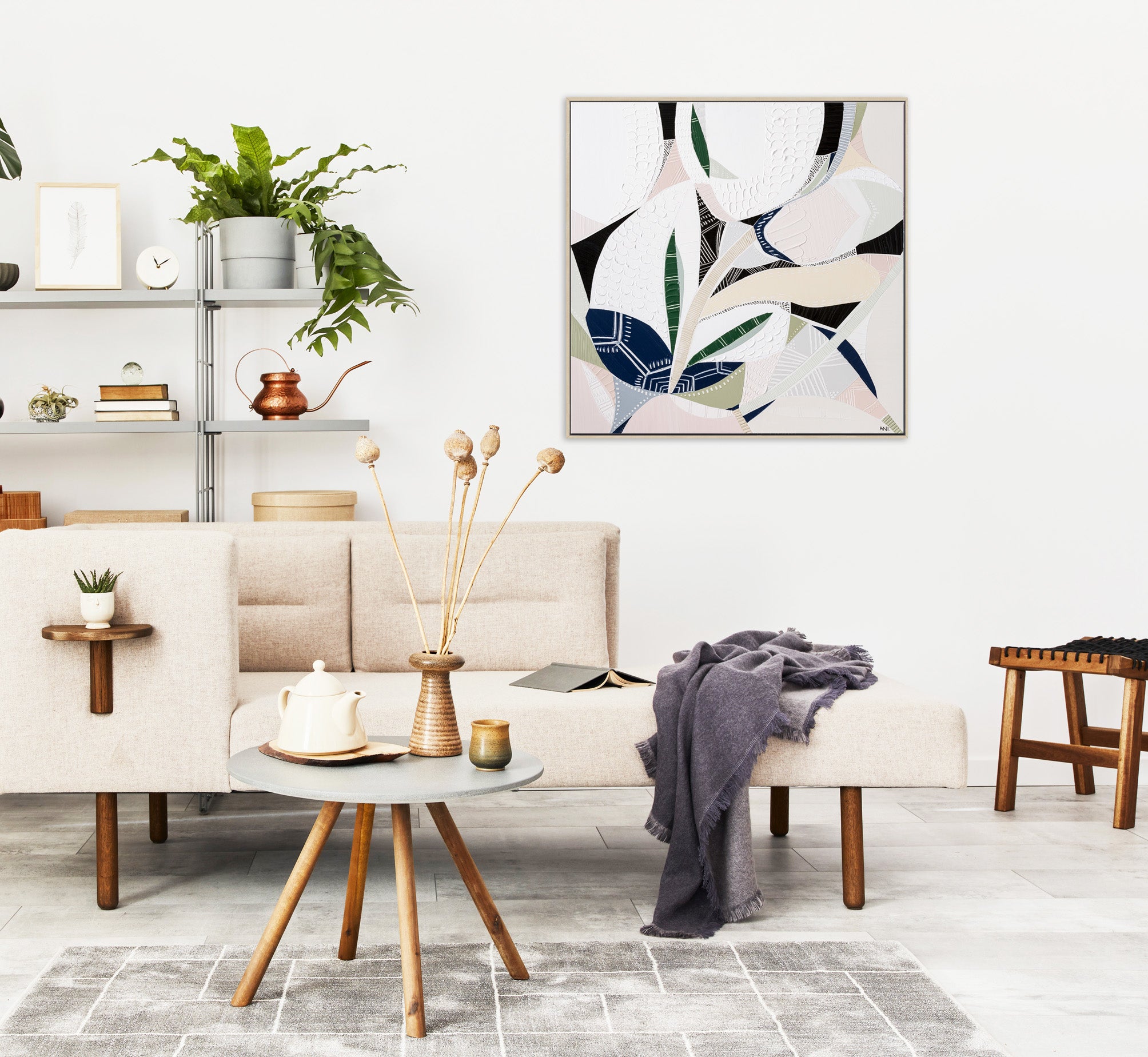 "Australian Wild Flower 1" – Original floral painting by Australian artist Ani Ipradjian, featuring abstract native wildflowers and textured earth tones, similar to the artwork featured on The Block 2022.