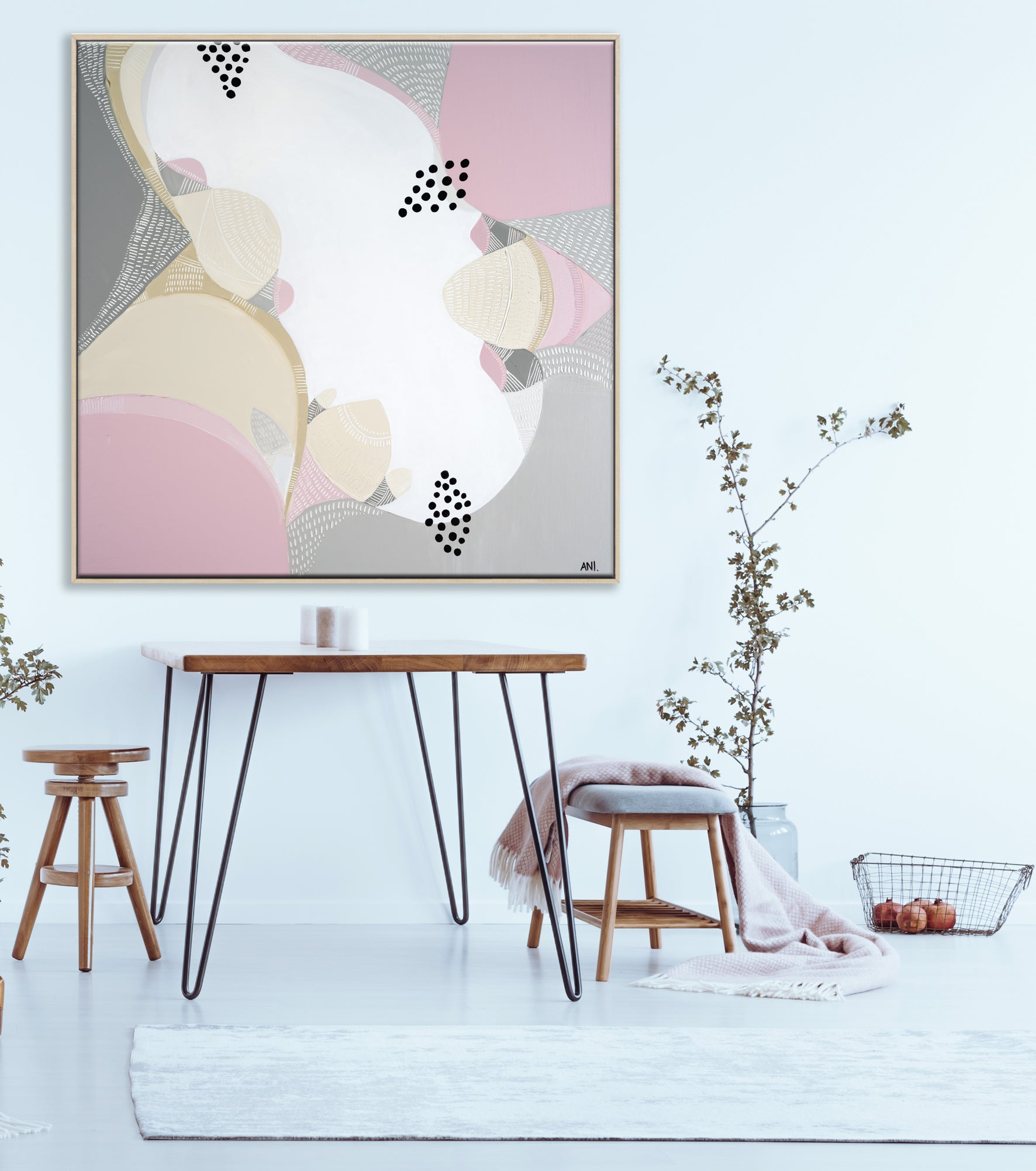 "Banksia Spirit" – Original floral painting by Australian artist Ani Ipradjian, featuring the iconic Banksia wildflower in textured, earthy tones inspired by the Australian bush.