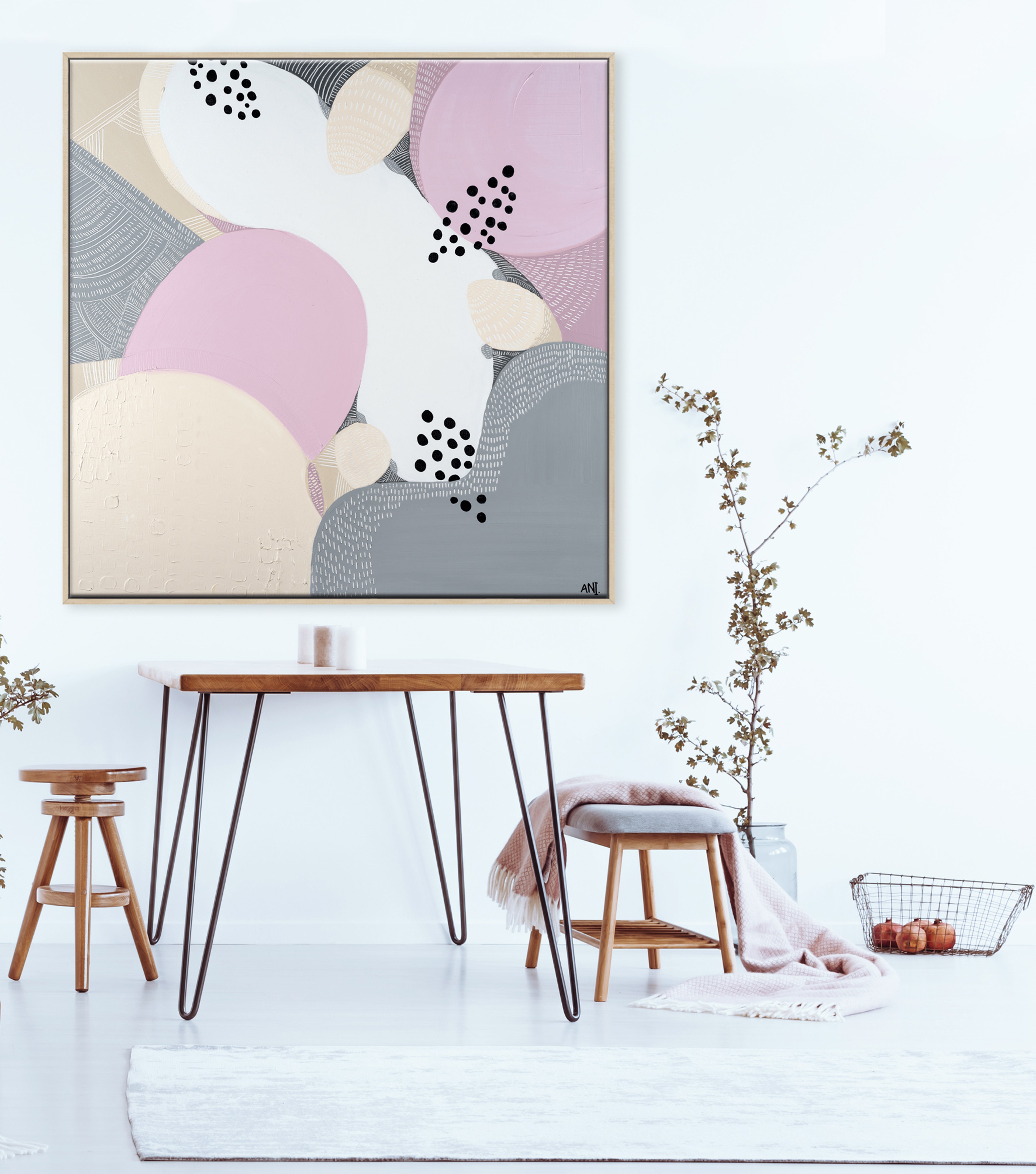 "Banksia Love" – Original floral painting by Australian artist Ani Ipradjian, inspired by Banksia hookeriana, featuring textured orange blooms and native foliage from Western Australia.