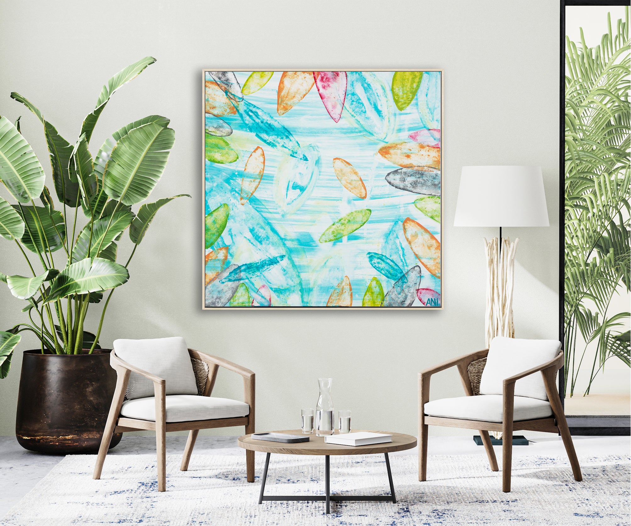 "Botanical Spirit" – Original abstract floral painting by Australian artist Ani Ipradjian, inspired by Melbourne’s Royal Botanic Gardens, featuring textured botanical tones and natural layers.