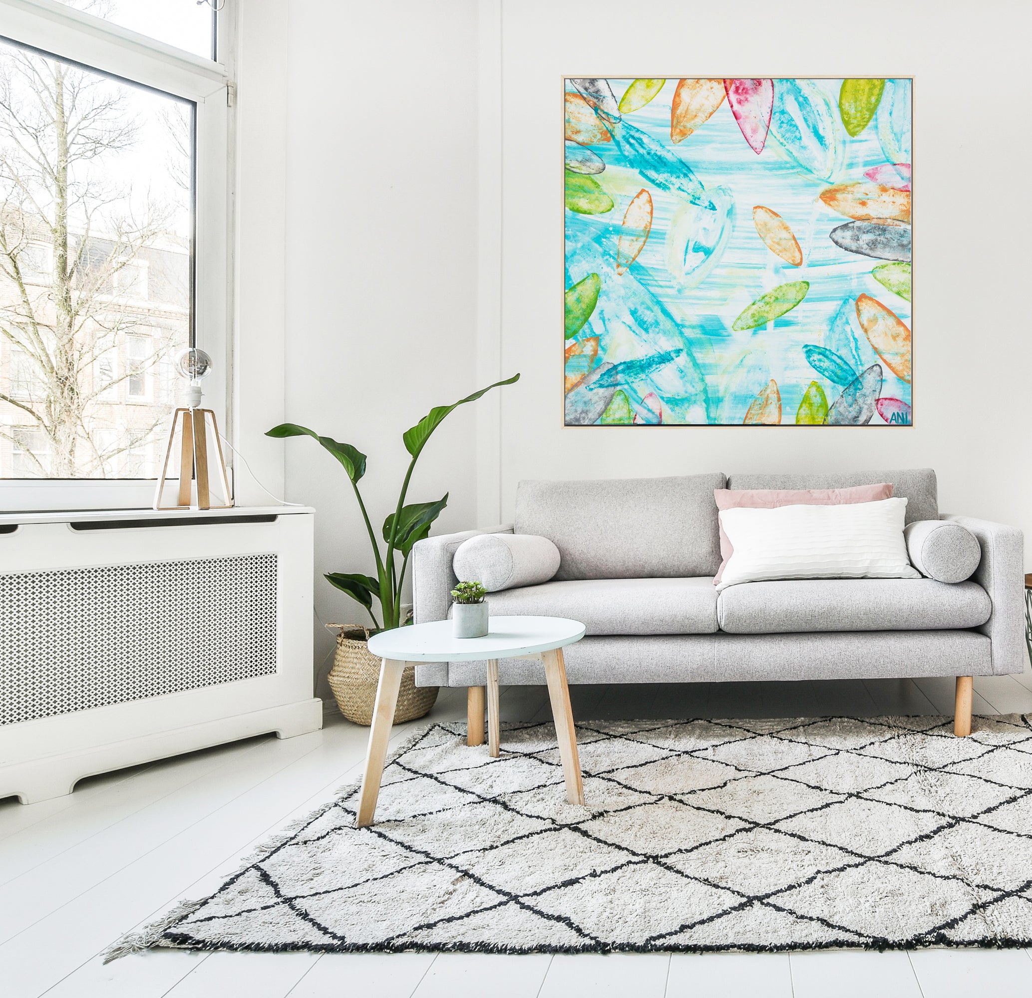 "Botanical Spirit" – Original abstract floral painting by Australian artist Ani Ipradjian, inspired by Melbourne’s Royal Botanic Gardens, featuring textured botanical tones and natural layers.