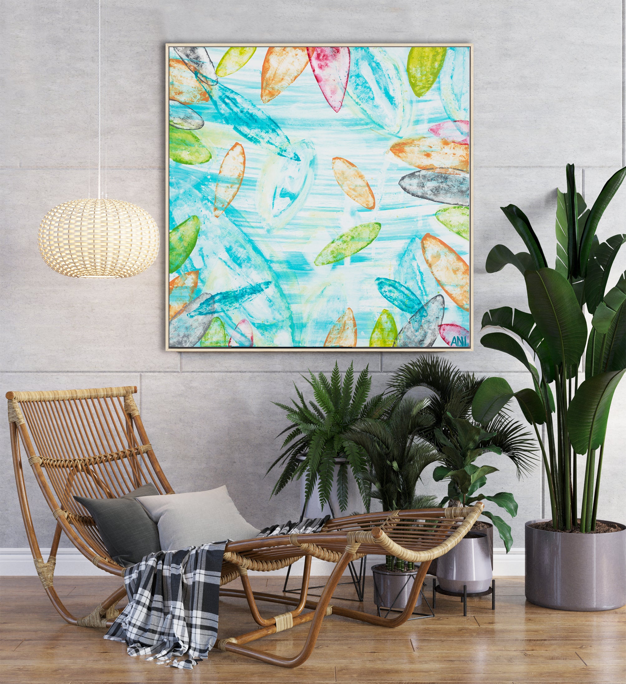 "Botanical Spirit" – Original abstract floral painting by Australian artist Ani Ipradjian, inspired by Melbourne’s Royal Botanic Gardens, featuring textured botanical tones and natural layers.
