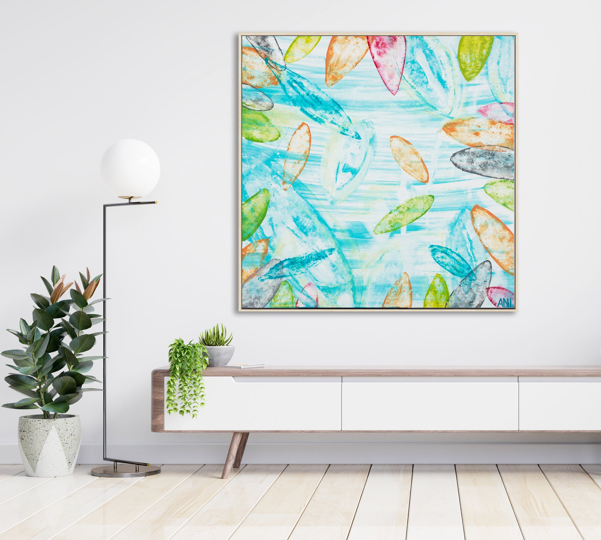 "Botanical Spirit" – Original abstract floral painting by Australian artist Ani Ipradjian, inspired by Melbourne’s Royal Botanic Gardens, featuring textured botanical tones and natural layers.
