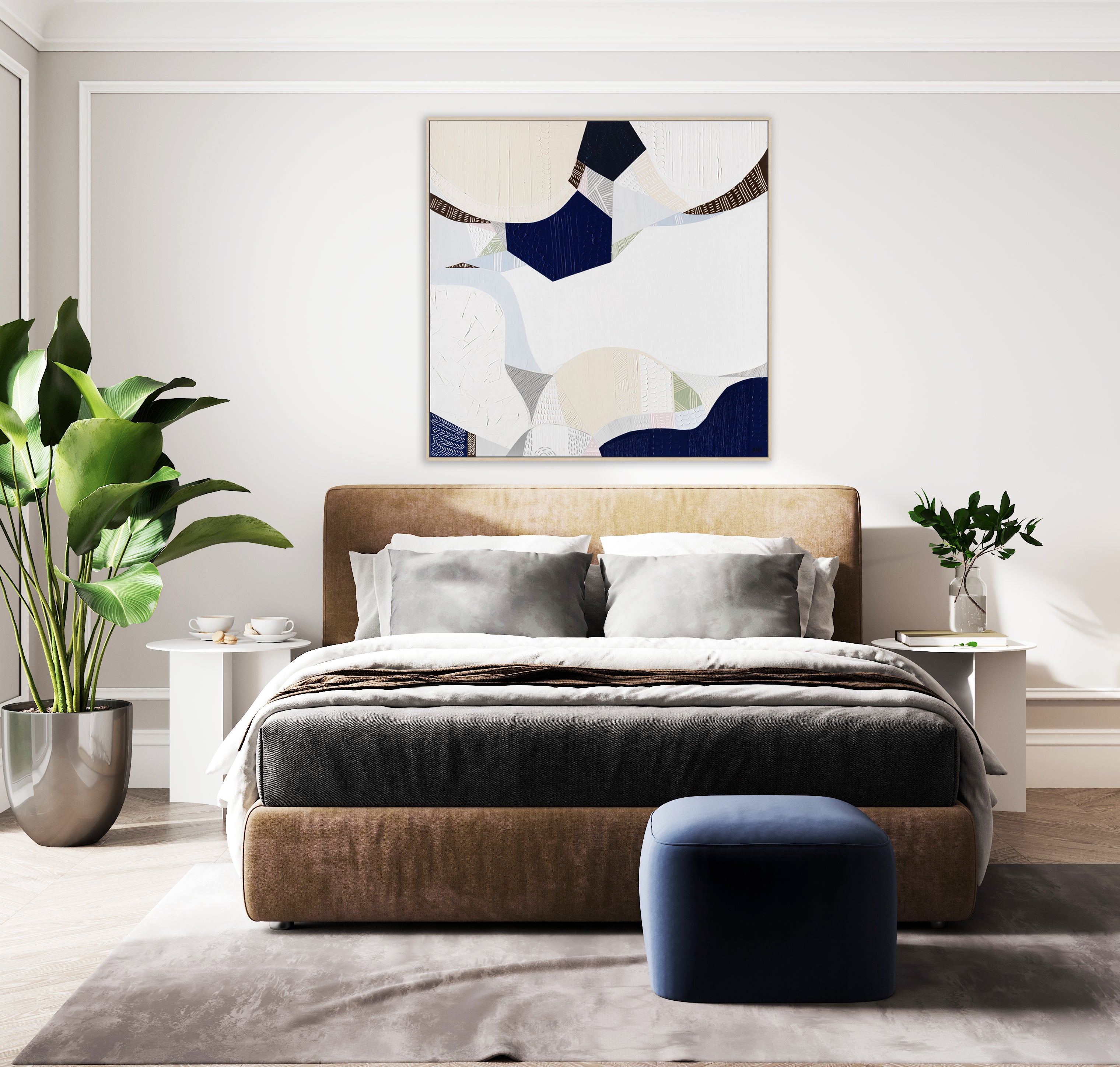 "Hanging Rock Summit" – Original abstract painting by Australian artist Ani Ipradjian, inspired by Victoria’s iconic Hanging Rock and its ancient volcanic summit trail, with textured earthy tones.