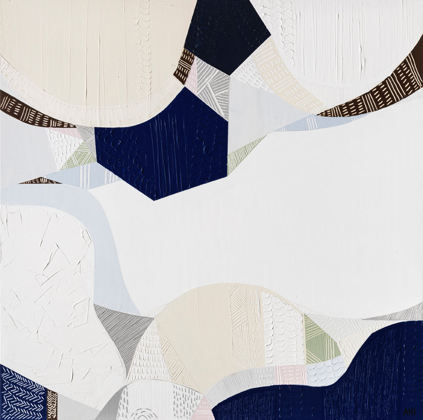 "Hanging Rock Summit" – Original abstract painting by Australian artist Ani Ipradjian, inspired by Victoria’s iconic Hanging Rock and its ancient volcanic summit trail, with textured earthy tones.