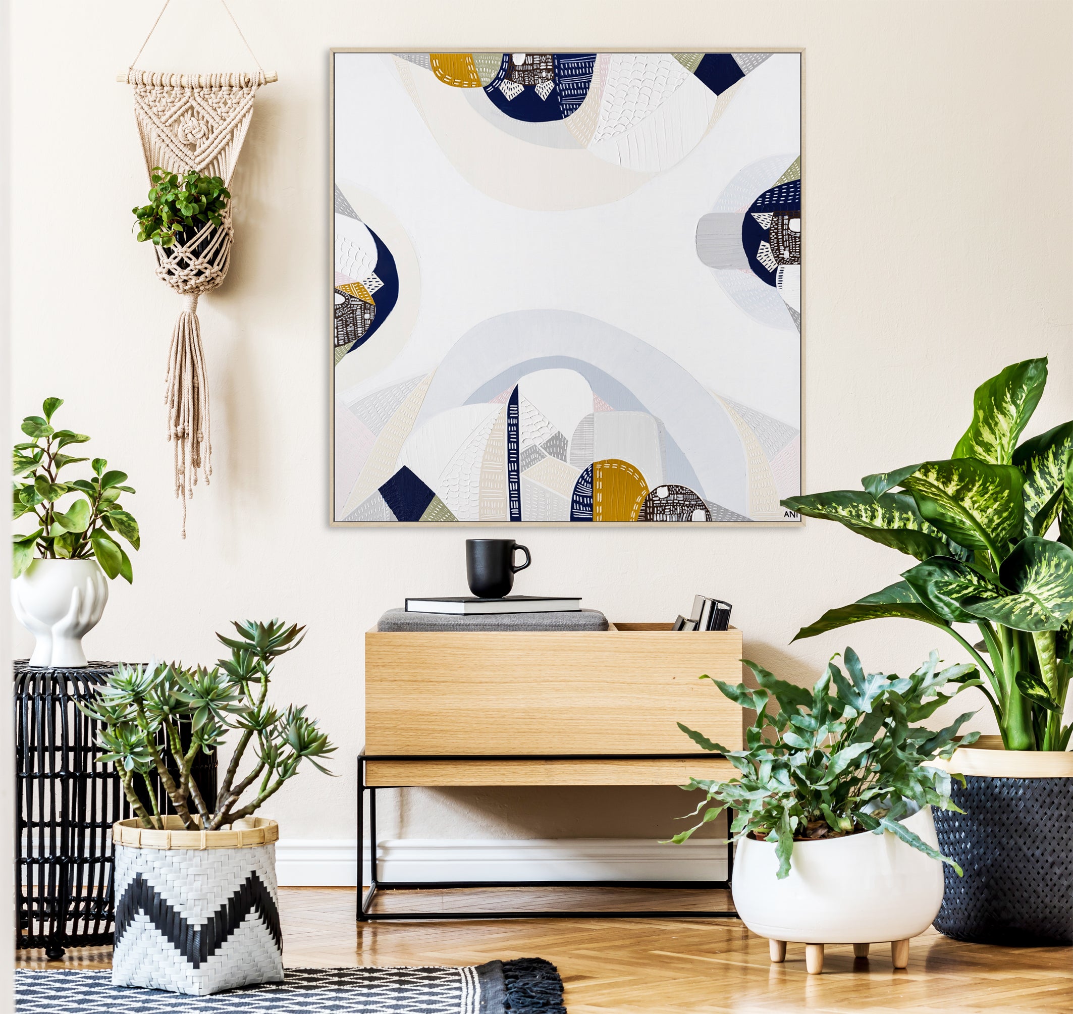 "Macedon Ranges" – Original abstract landscape painting by Australian artist Ani Ipradjian, inspired by Victoria’s scenic Macedon region and its native forests, painted in rich earthy tones.