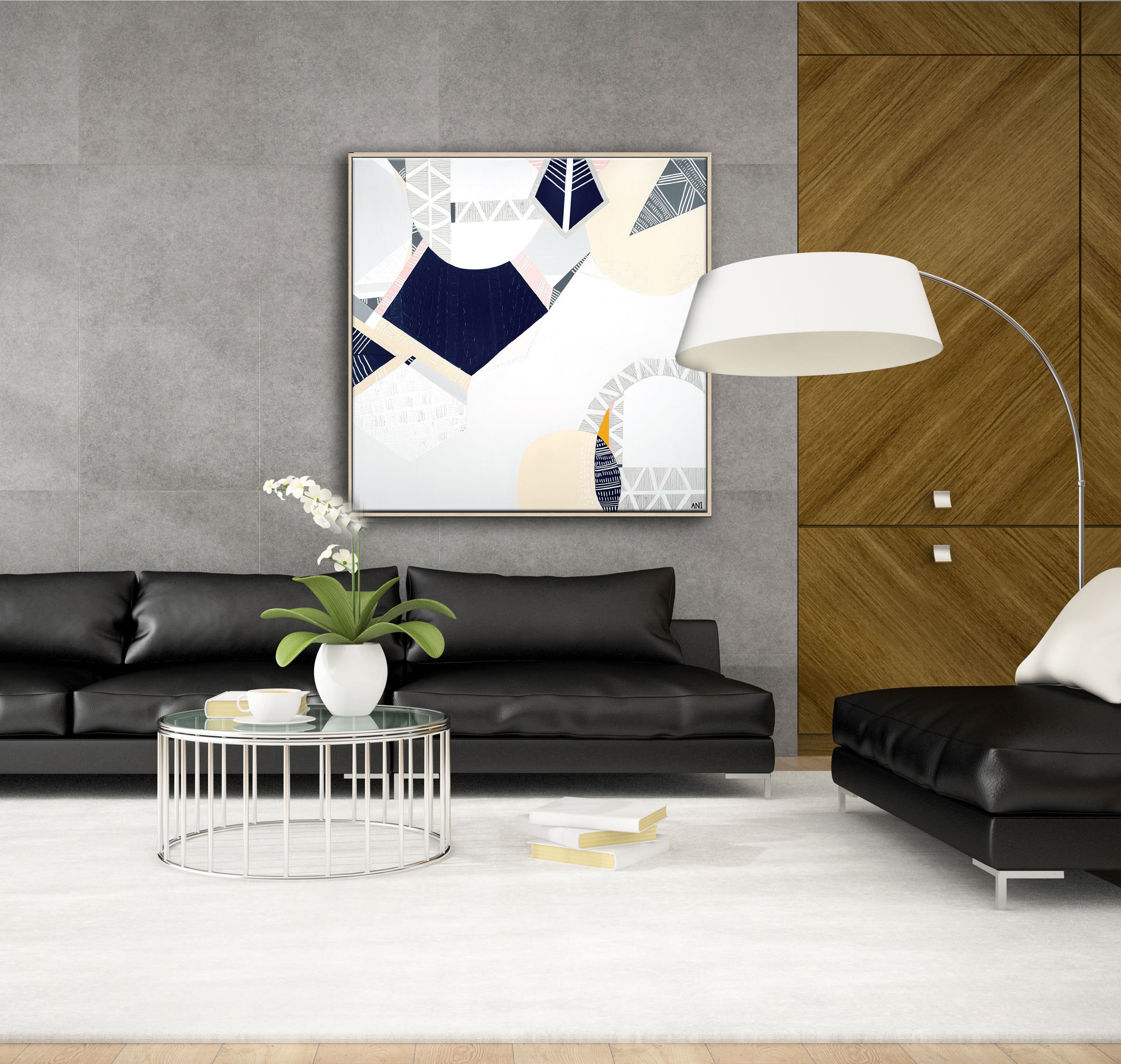 "Melbourne Star" – Original abstract painting by Australian artist Ani Ipradjian, inspired by the iconic Ferris wheel in Docklands, Melbourne, featuring glowing urban textures and forms.