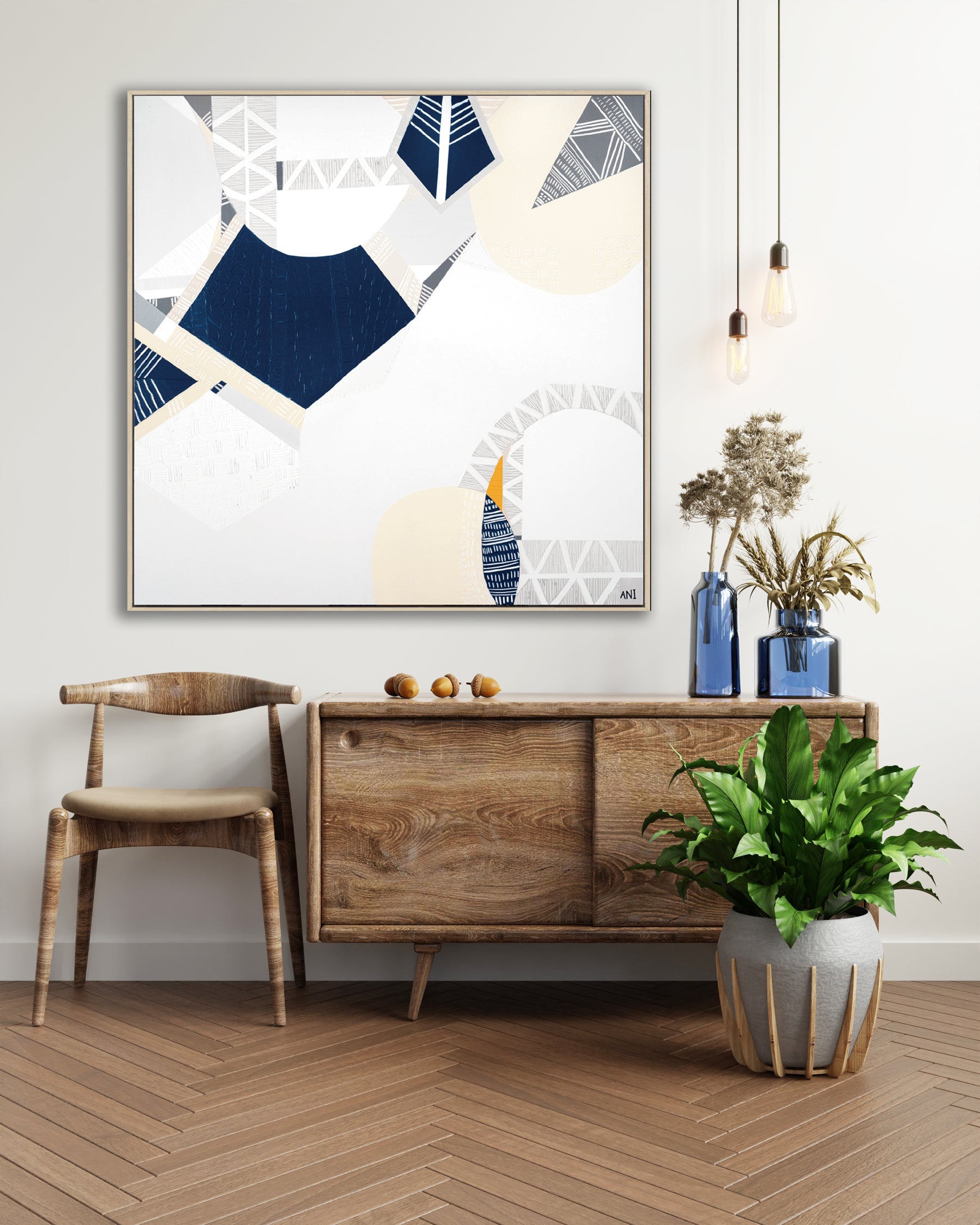 "Melbourne Star" – Original abstract painting by Australian artist Ani Ipradjian, inspired by the iconic Ferris wheel in Docklands, Melbourne, featuring glowing urban textures and forms.