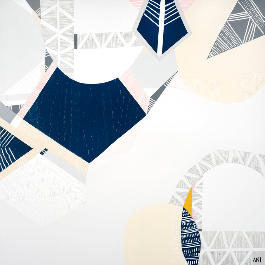 "Melbourne Star" – Original abstract painting by Australian artist Ani Ipradjian, inspired by the iconic Ferris wheel in Docklands, Melbourne, featuring glowing urban textures and forms.