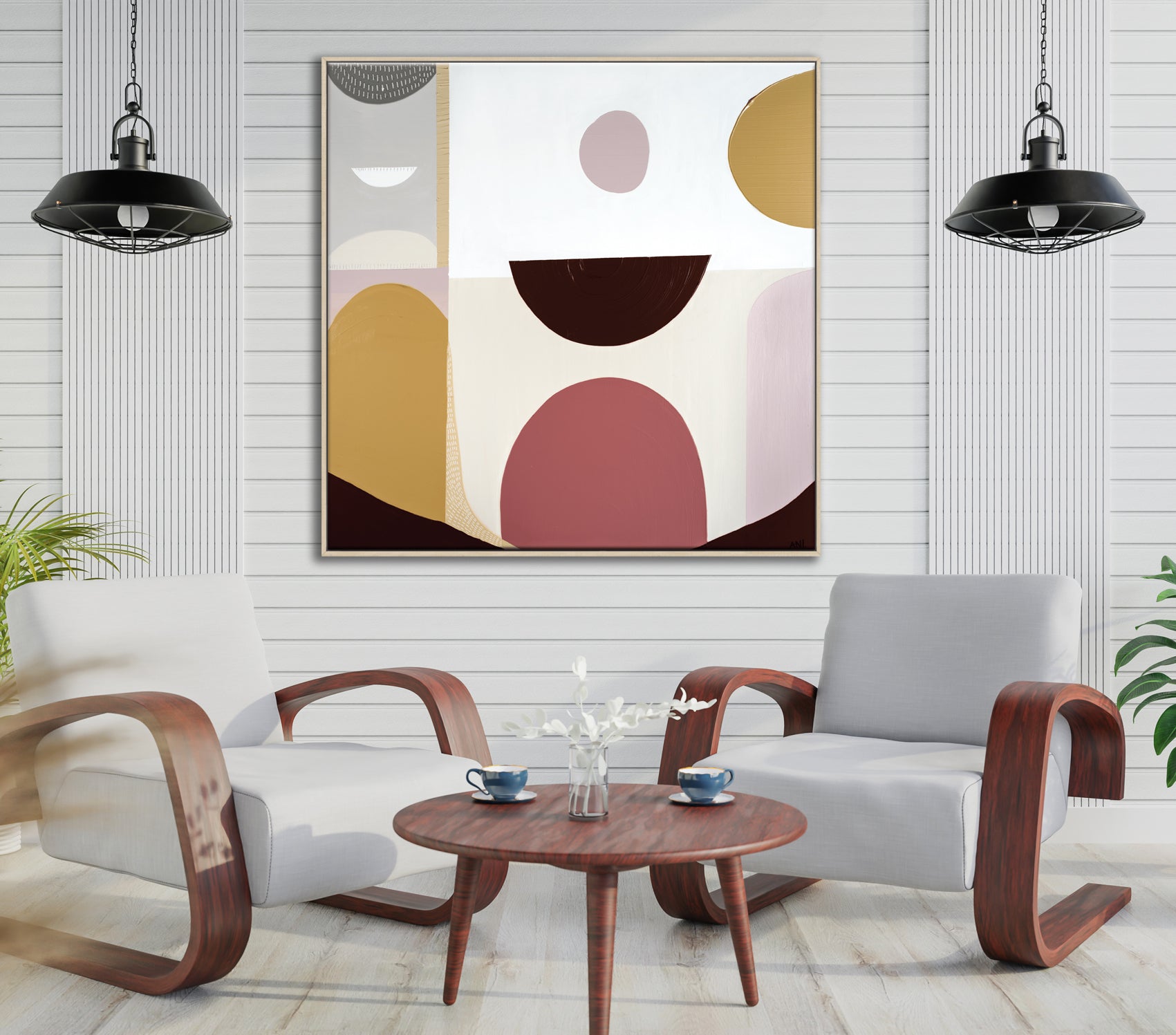 "Mookaite Jasper 2" – Original abstract painting by Australian artist Ani Ipradjian, inspired by the healing energy of Mookaite stone, featuring vibrant red and yellow tones with grounding spiritual symbolism.