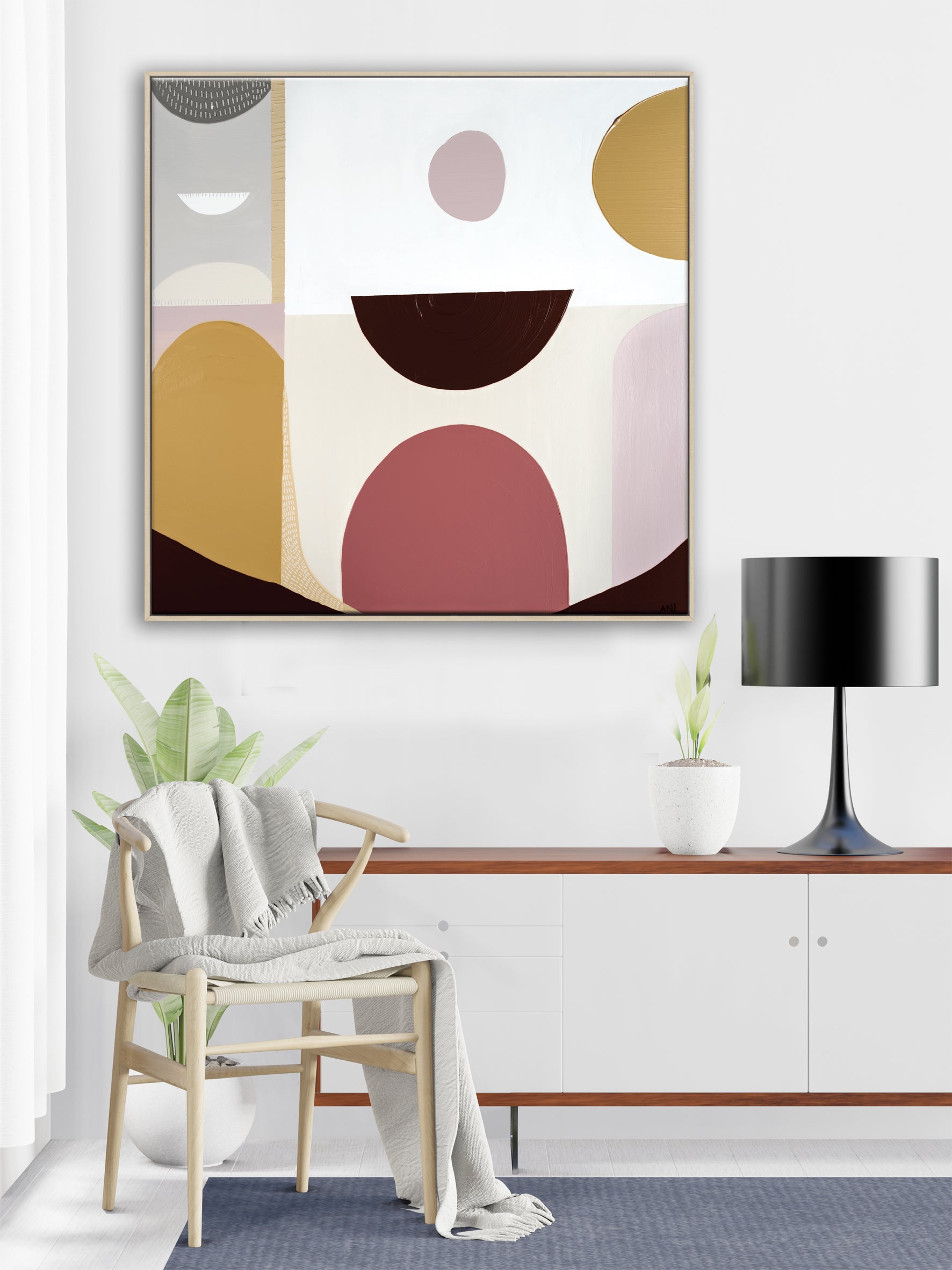 "Mookaite Jasper 1" – Original abstract painting by Australian artist Ani Ipradjian, inspired by the healing energy of Mookaite stone, featuring vibrant red and yellow tones with grounding spiritual symbolism.