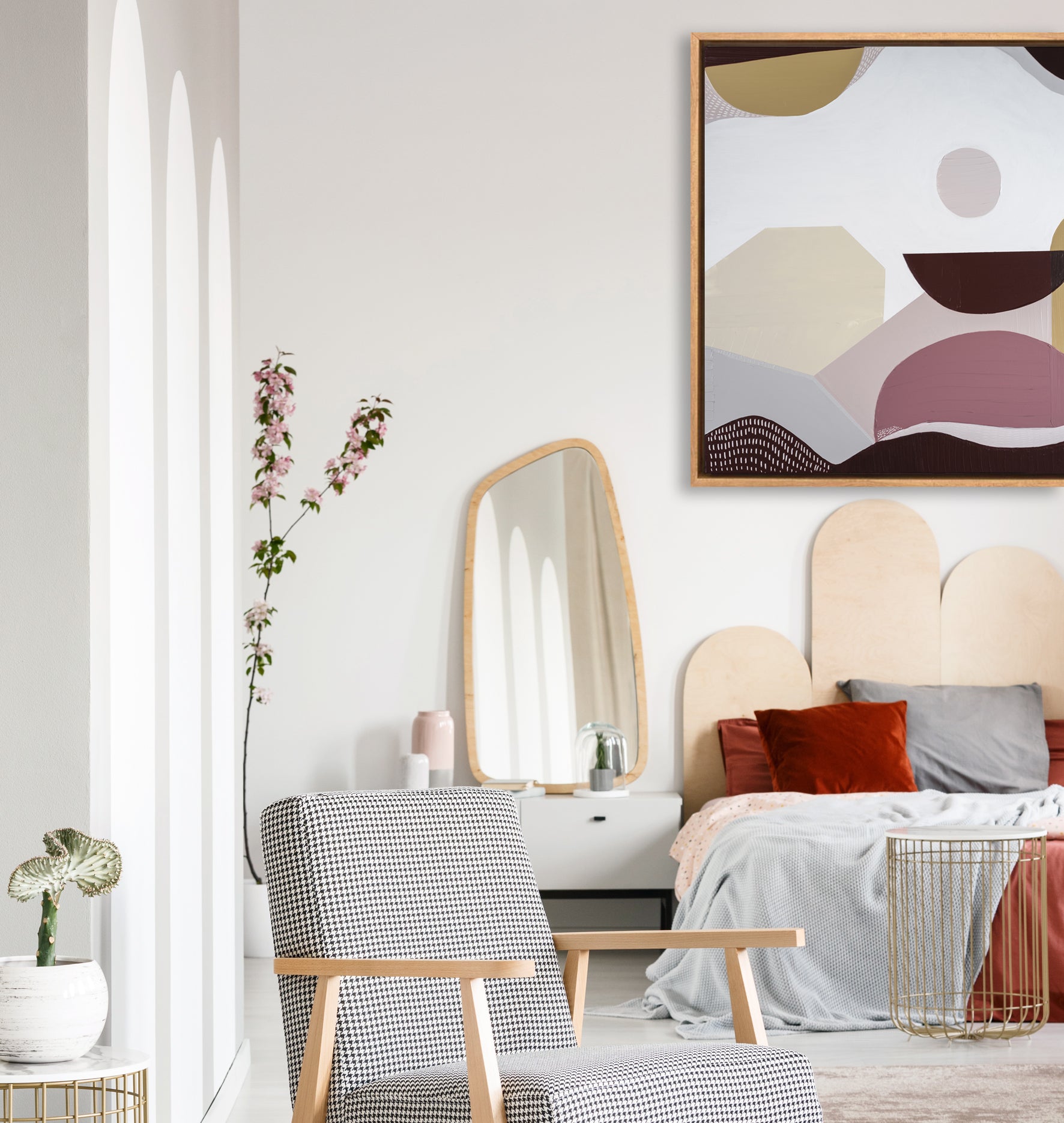 "Mookaite Jasper 1" – Original abstract painting by Australian artist Ani Ipradjian, inspired by the healing energy of Mookaite stone, featuring vibrant red and yellow tones with grounding spiritual symbolism.