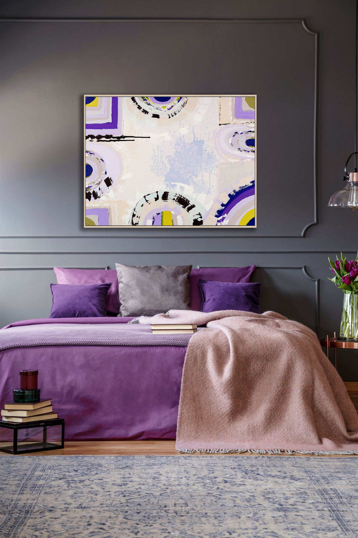 "Red Hill Lavender Farm" – Original lavender landscape painting by Australian artist Ani Ipradjian, inspired by the Mornington Peninsula’s only lavender farm, featuring textured purples and organic tones.