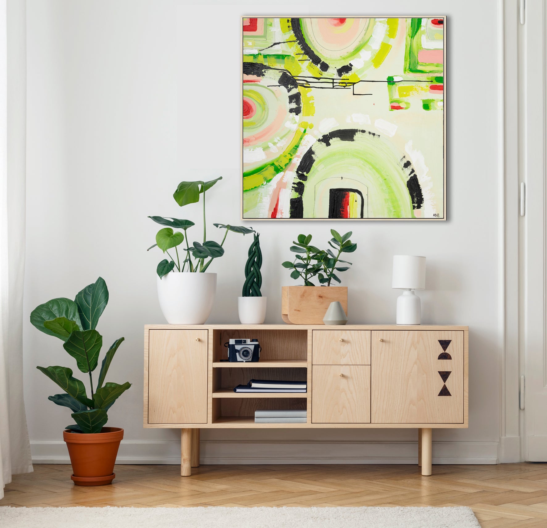 "Watermelon Dreams" – Original abstract painting by Australian artist Ani Ipradjian, inspired by the bright, juicy colours of watermelon and the joy of summer in Australia.