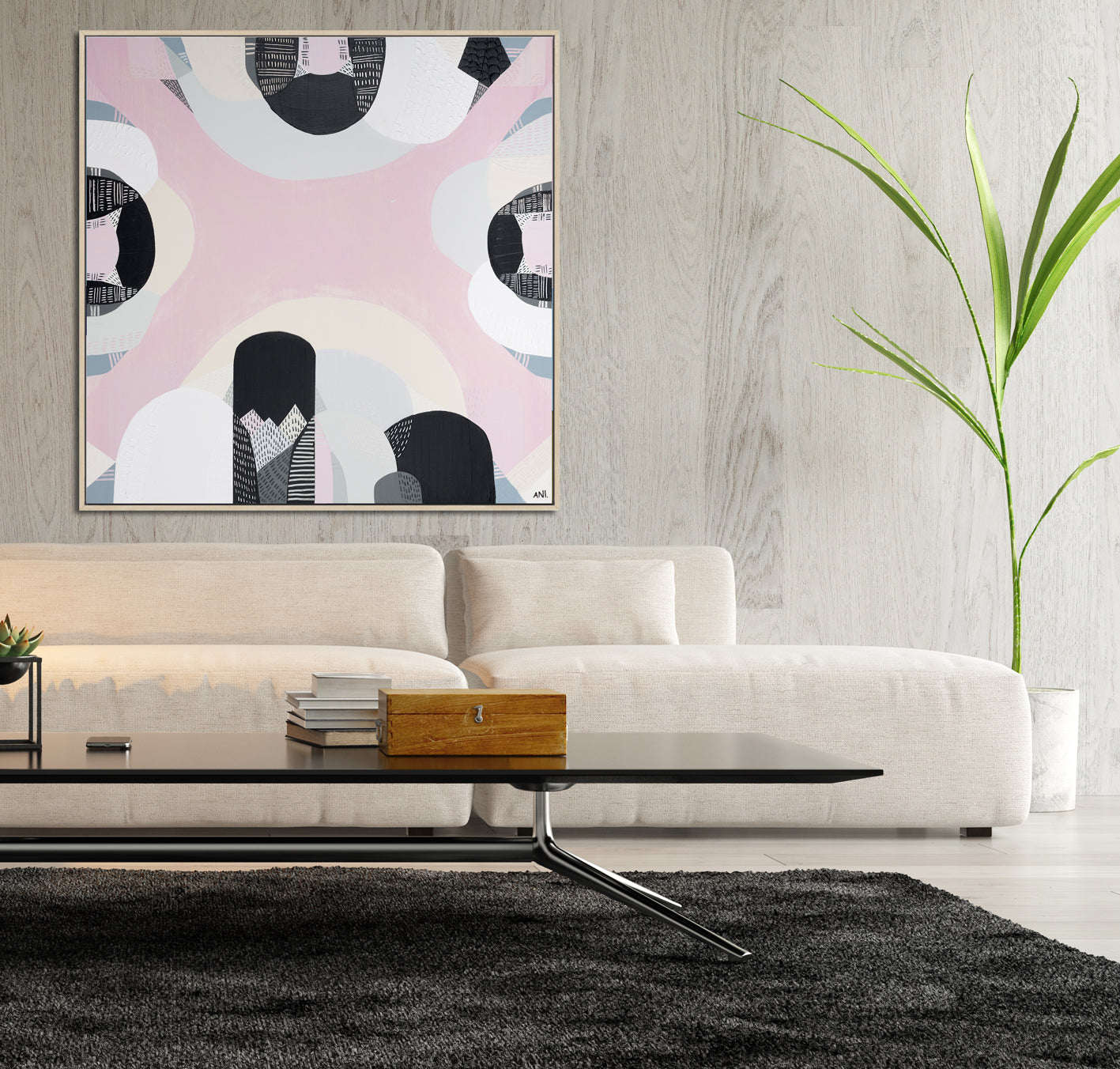 "Westgate Park Salt Lake" – Original abstract painting by Australian artist Ani Ipradjian, inspired by Melbourne’s pink salt lake beneath the West Gate Bridge, with layered textures and vibrant tones.