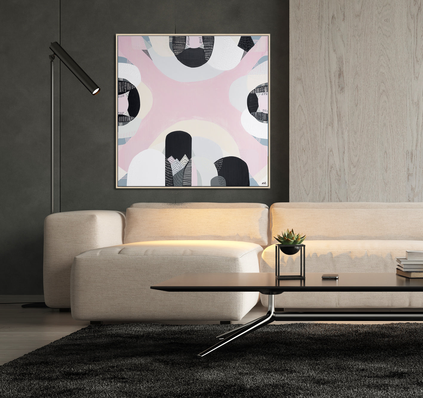 "Westgate Park Salt Lake" – Original abstract painting by Australian artist Ani Ipradjian, inspired by Melbourne’s pink salt lake beneath the West Gate Bridge, with layered textures and vibrant tones.