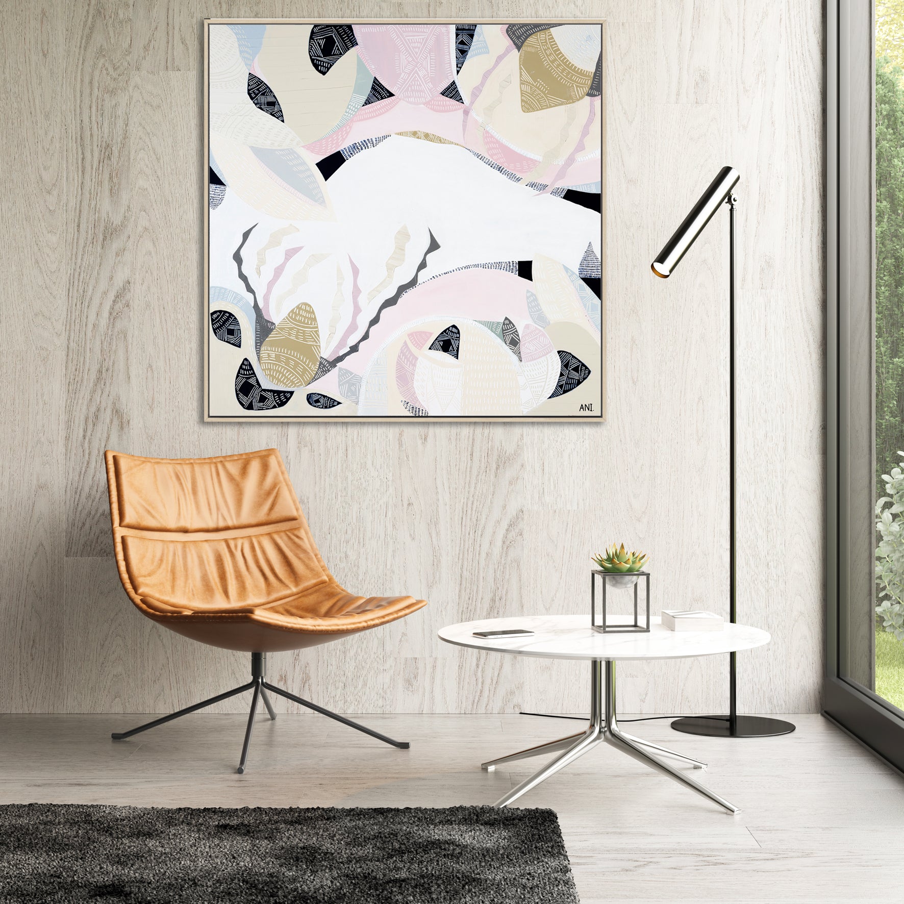 "Wildflower Country" – Original abstract landscape painting by Australian artist Ani Ipradjian, inspired by Western Australia’s wildflower season and pink lake regions near Esperance, featuring vibrant floral tones and native plant forms.