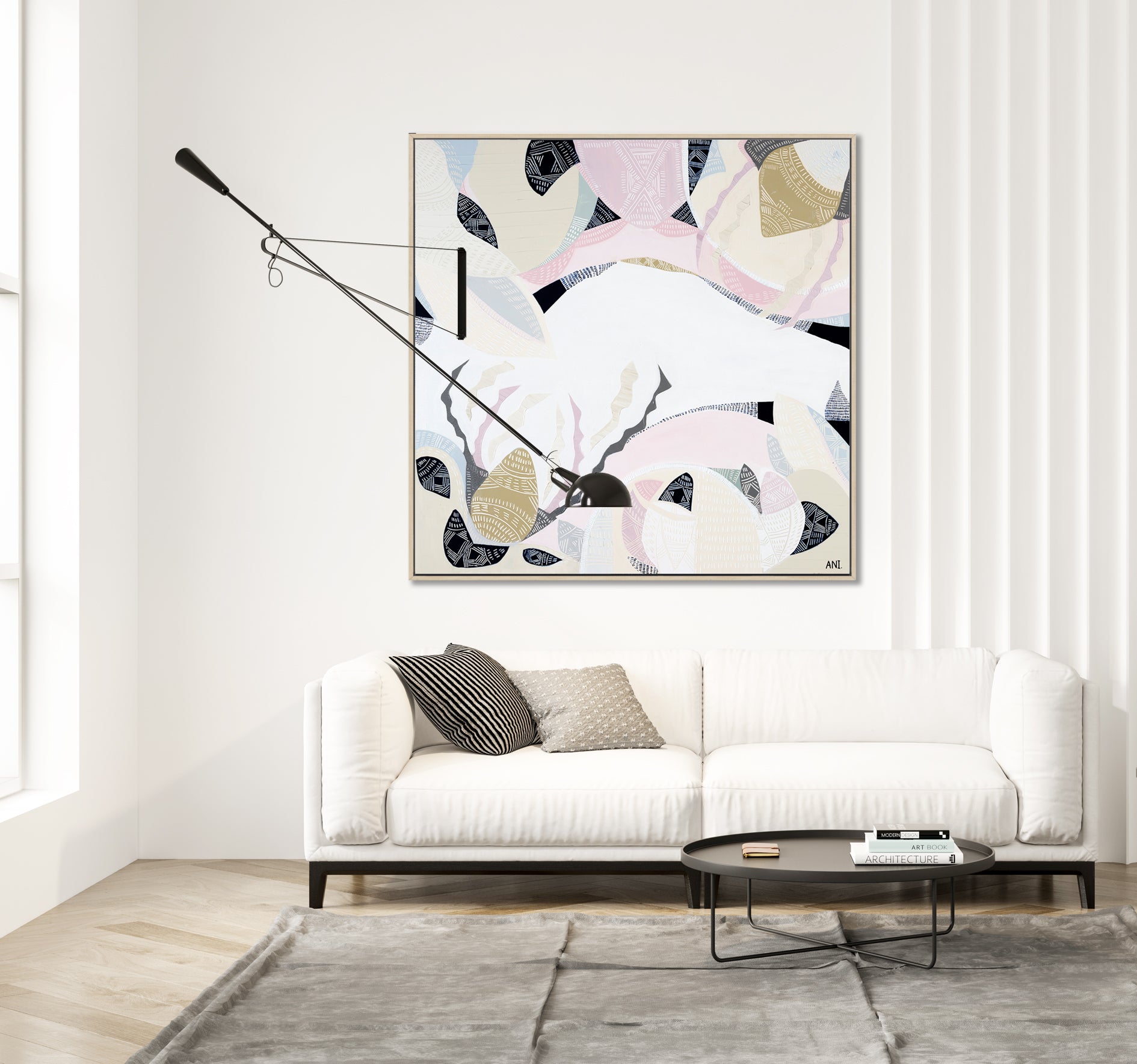 "Wildflower Country" – Original abstract landscape painting by Australian artist Ani Ipradjian, inspired by Western Australia’s wildflower season and pink lake regions near Esperance, featuring vibrant floral tones and native plant forms.