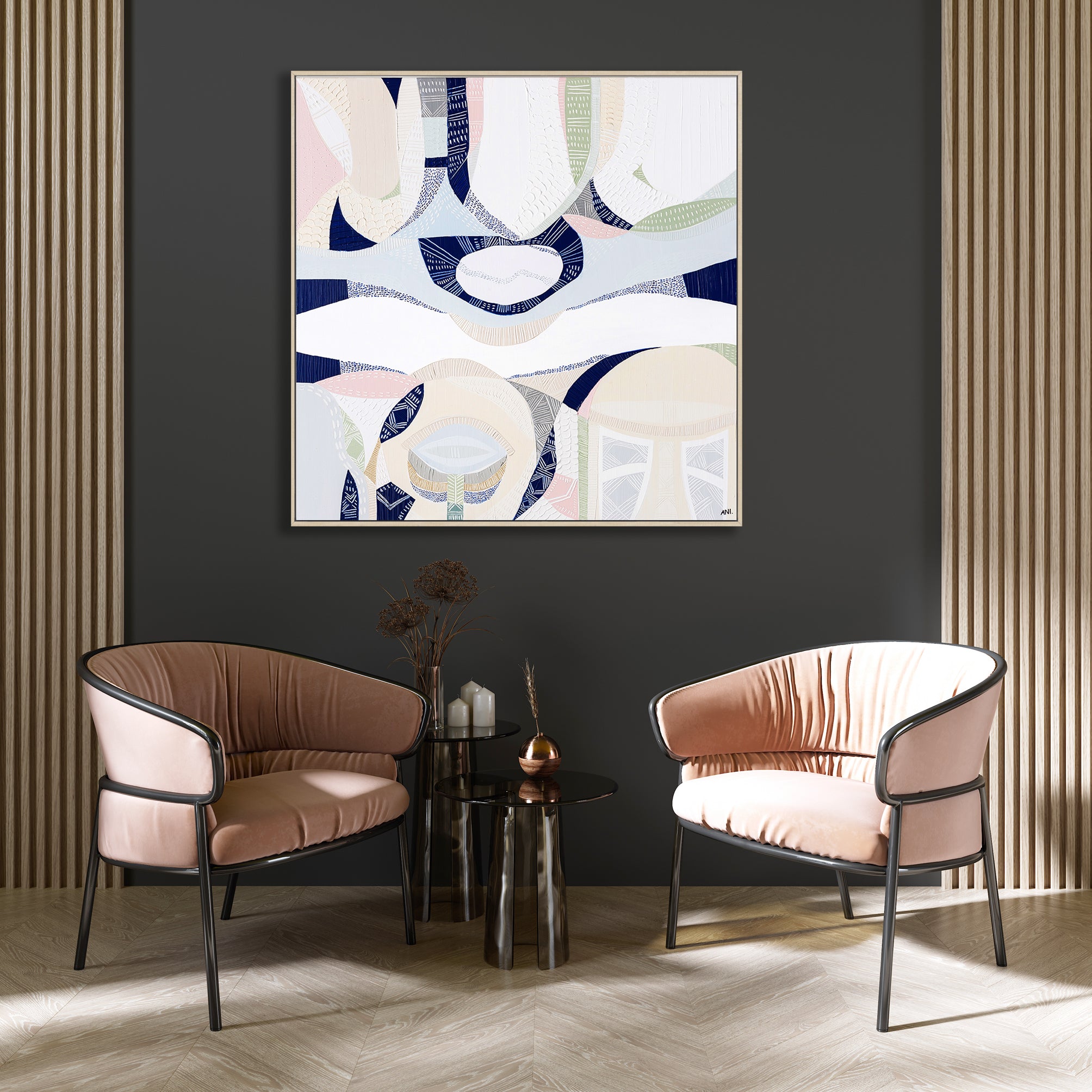 "Yarra Bend" – Original abstract landscape painting by Australian artist Ani Ipradjian, inspired by Melbourne’s Yarra River and bushland parklands, featuring textured natural tones and flowing organic forms.