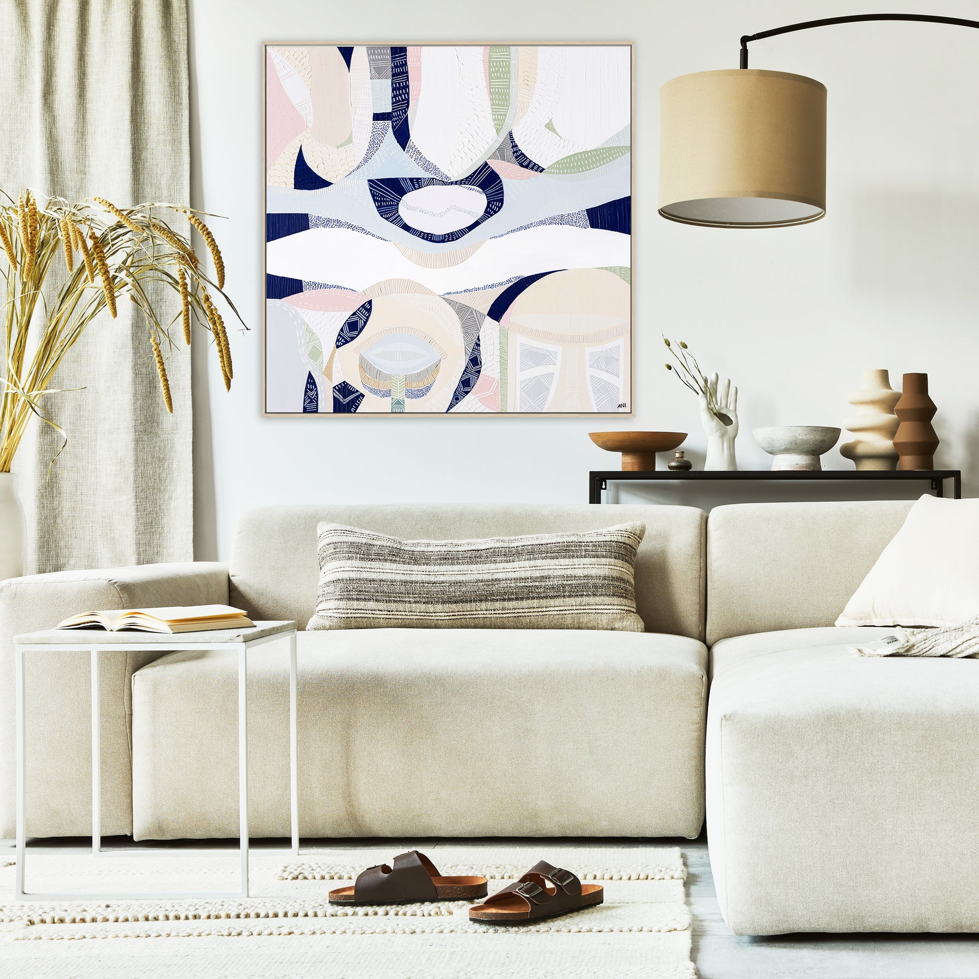 "Yarra Bend" – Original abstract landscape painting by Australian artist Ani Ipradjian, inspired by Melbourne’s Yarra River and bushland parklands, featuring textured natural tones and flowing organic forms.