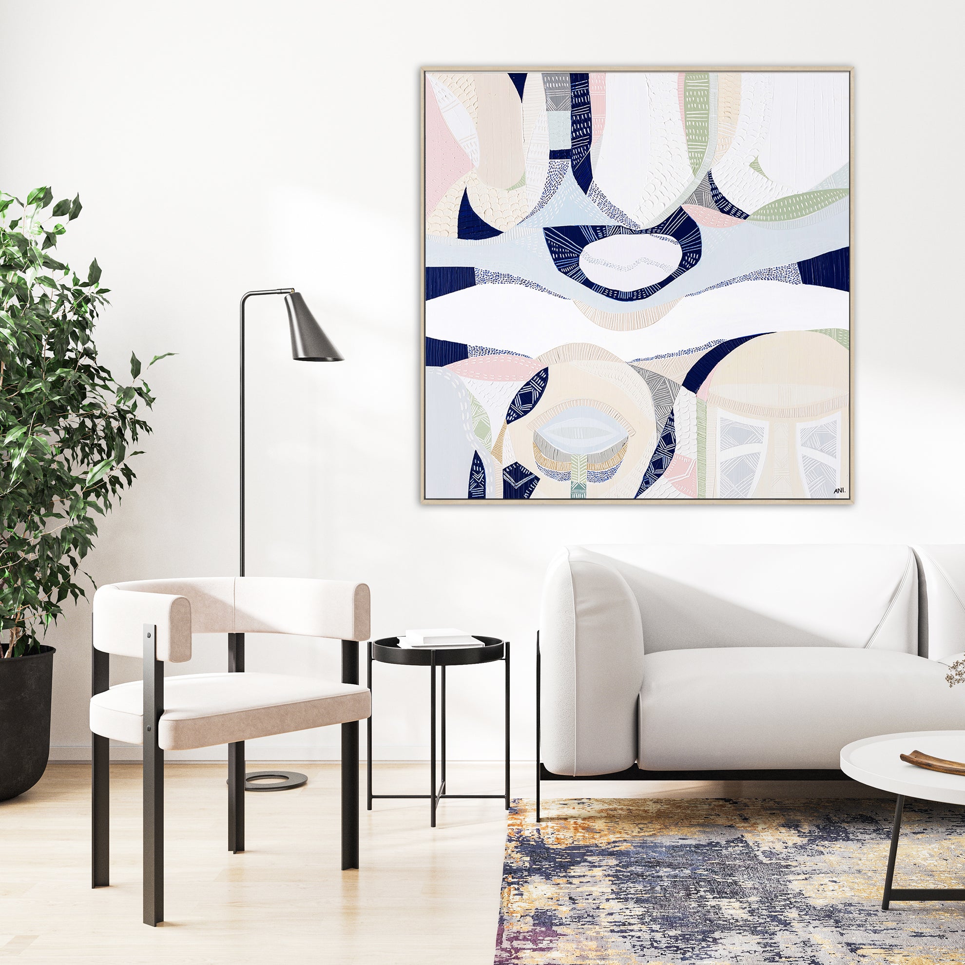"Yarra Bend" – Original abstract landscape painting by Australian artist Ani Ipradjian, inspired by Melbourne’s Yarra River and bushland parklands, featuring textured natural tones and flowing organic forms.
