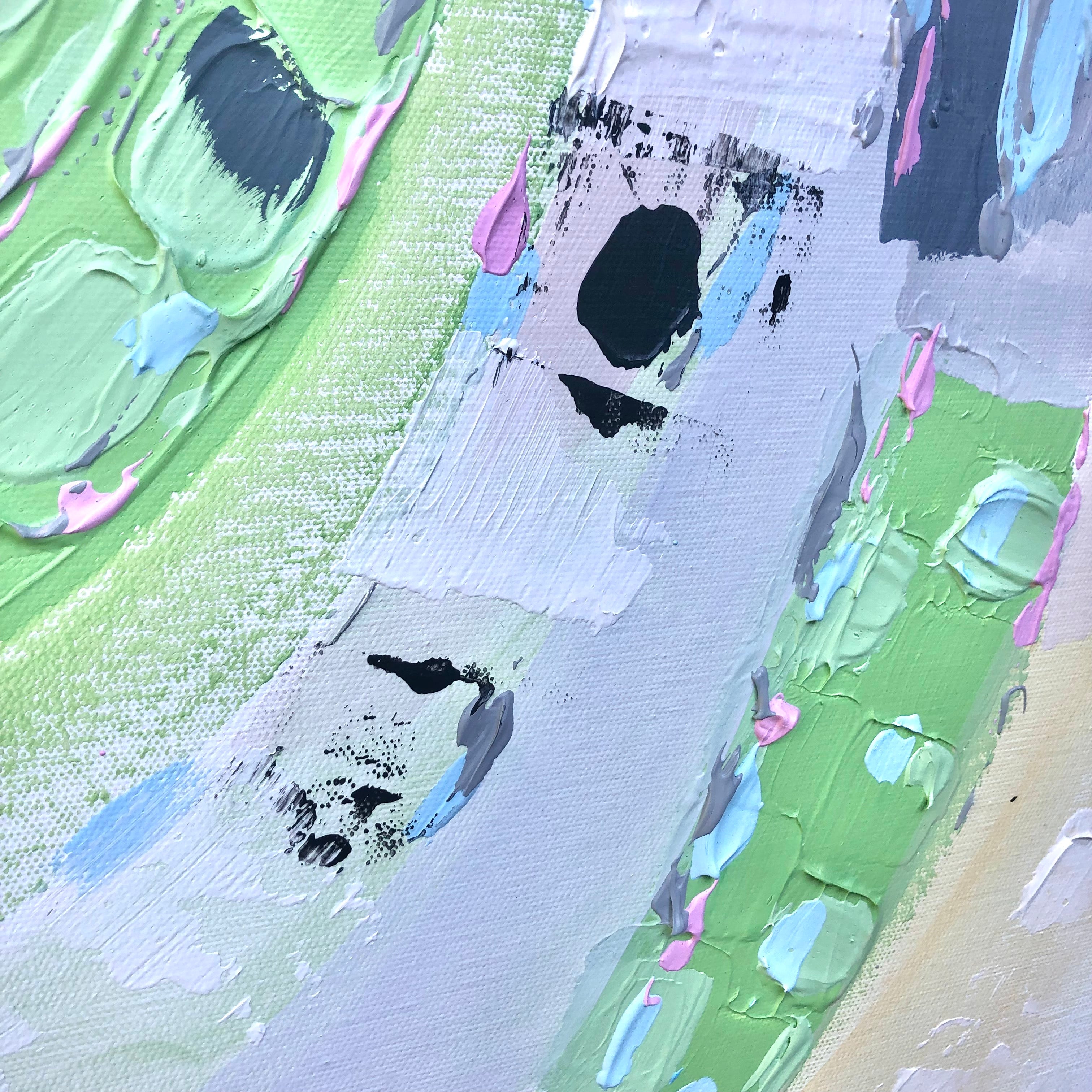 "St Kilda Sky" – Original abstract painting by Australian artist Ani Ipradjian, inspired by Melbourne’s beachside suburb of St Kilda, featuring pastel skies and vibrant coastal energy.