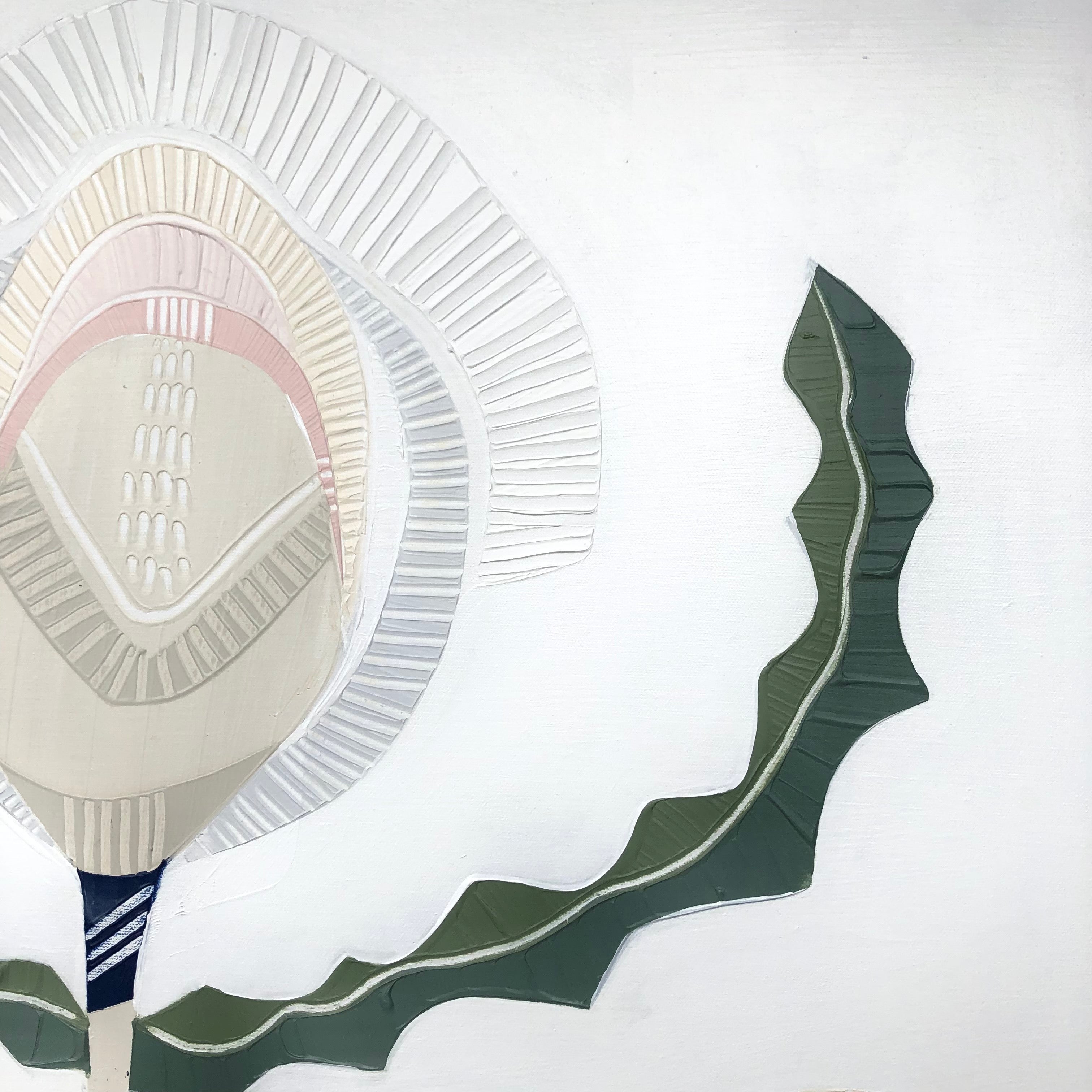 "Banksia Elements 1" – Original abstract painting by Australian artist Ani Ipradjian, inspired by the textures and colours of native Banksia flowers, celebrating their layered, spiky floral forms and natural elegance.