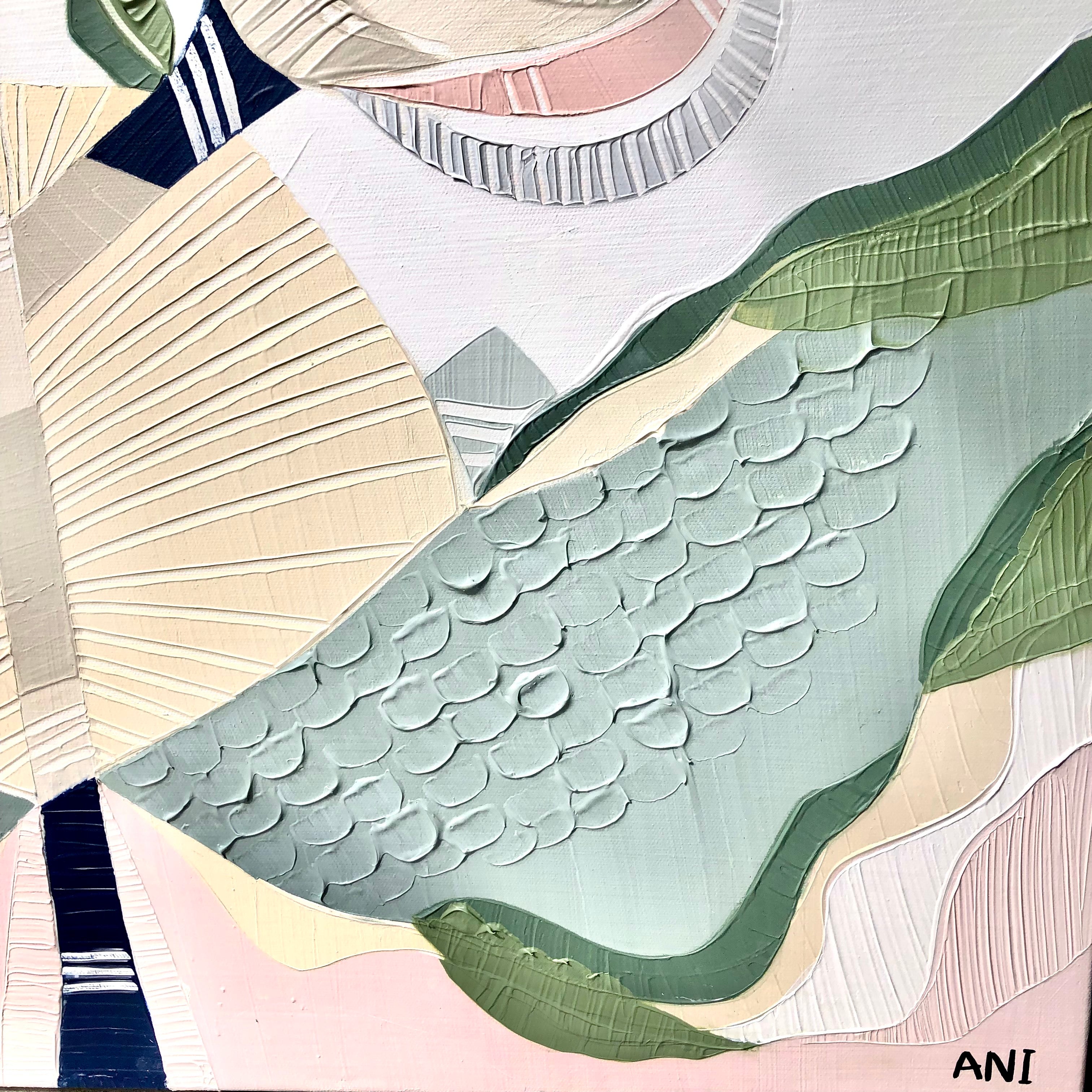 "Banksia Elements 1" – Original abstract painting by Australian artist Ani Ipradjian, inspired by the textures and colours of native Banksia flowers, celebrating their layered, spiky floral forms and natural elegance.