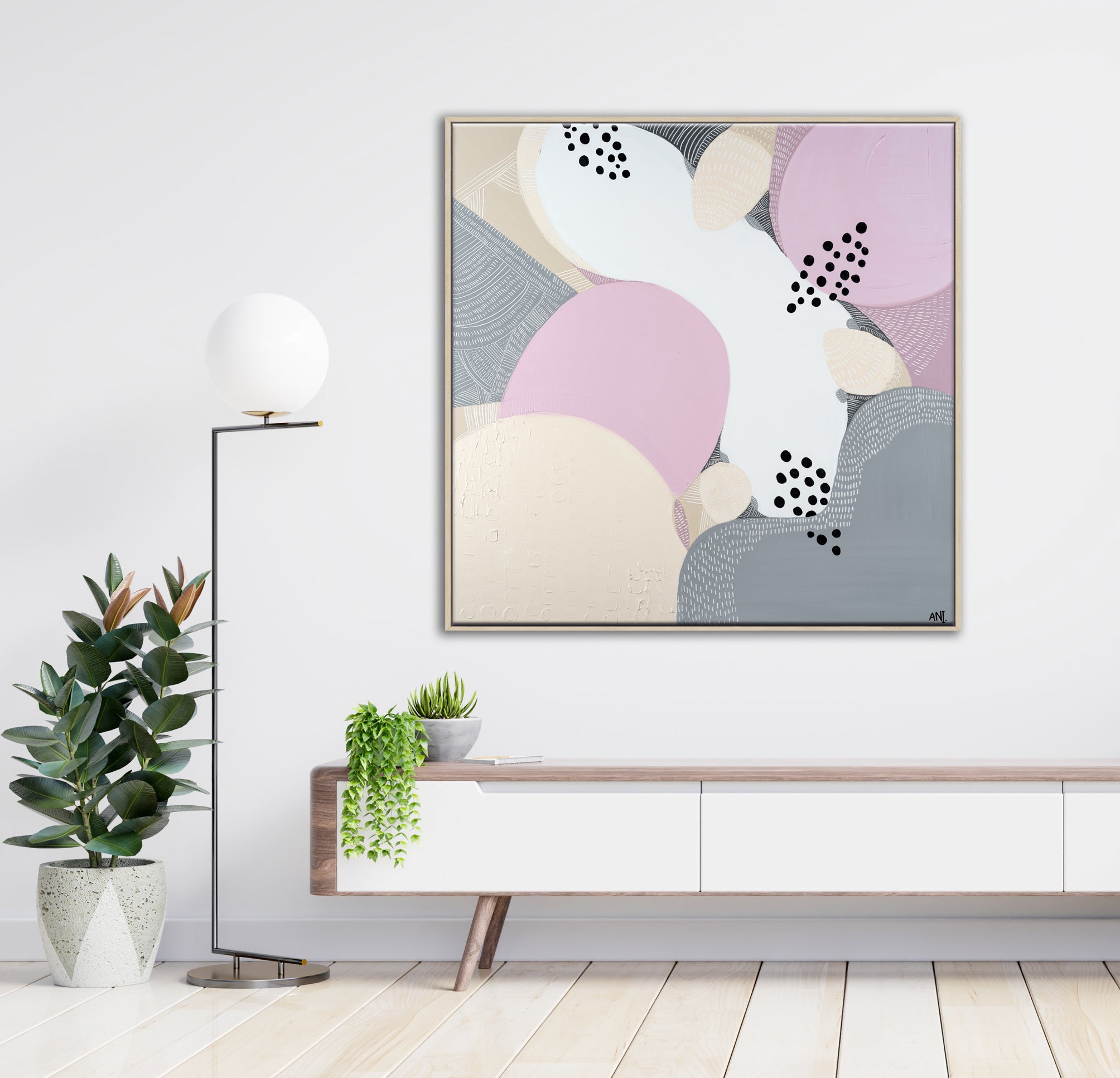 "Banksia Love" – Original floral painting by Australian artist Ani Ipradjian, inspired by Banksia hookeriana, featuring textured orange blooms and native foliage from Western Australia.