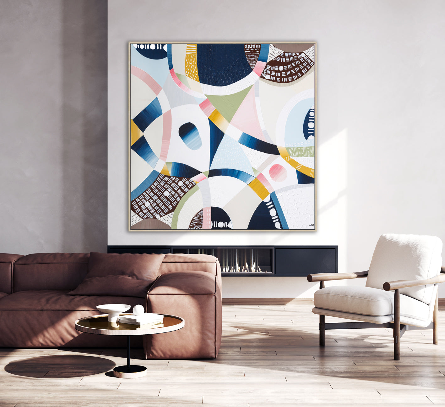 Colourful abstract wall art print by Ani Ipradjian—featuring bold textures and vibrant hues, perfect for adding modern Australian art to homes and interiors worldwide.