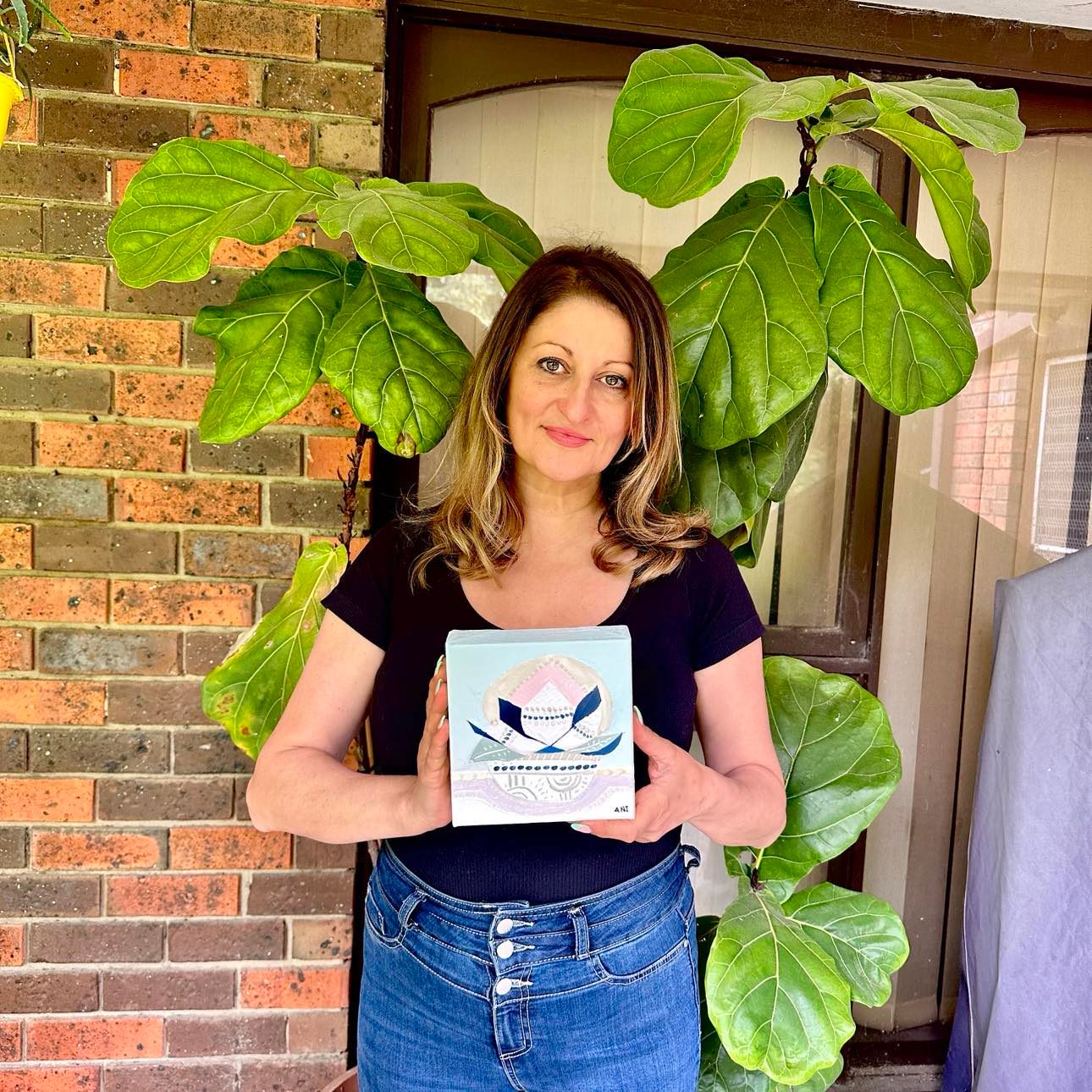 Banksia Crown abstract botanical art print by Australian artist Ani Ipradjian, inspired by the Australian Banksia flower and Crown Chakra symbolism, featuring layered textures and organic forms representing nature, spirituality, and contemporary Australian floral wall art for modern interiors.