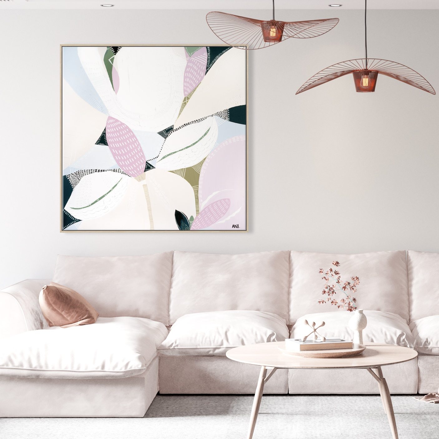 "Wild Flower Love print by Ani Ipradjian. Australian abstract floral print inspired by native wildflowers like Banksia. Ideal for botanical art lovers and interior decorators seeking modern Australian prints."
