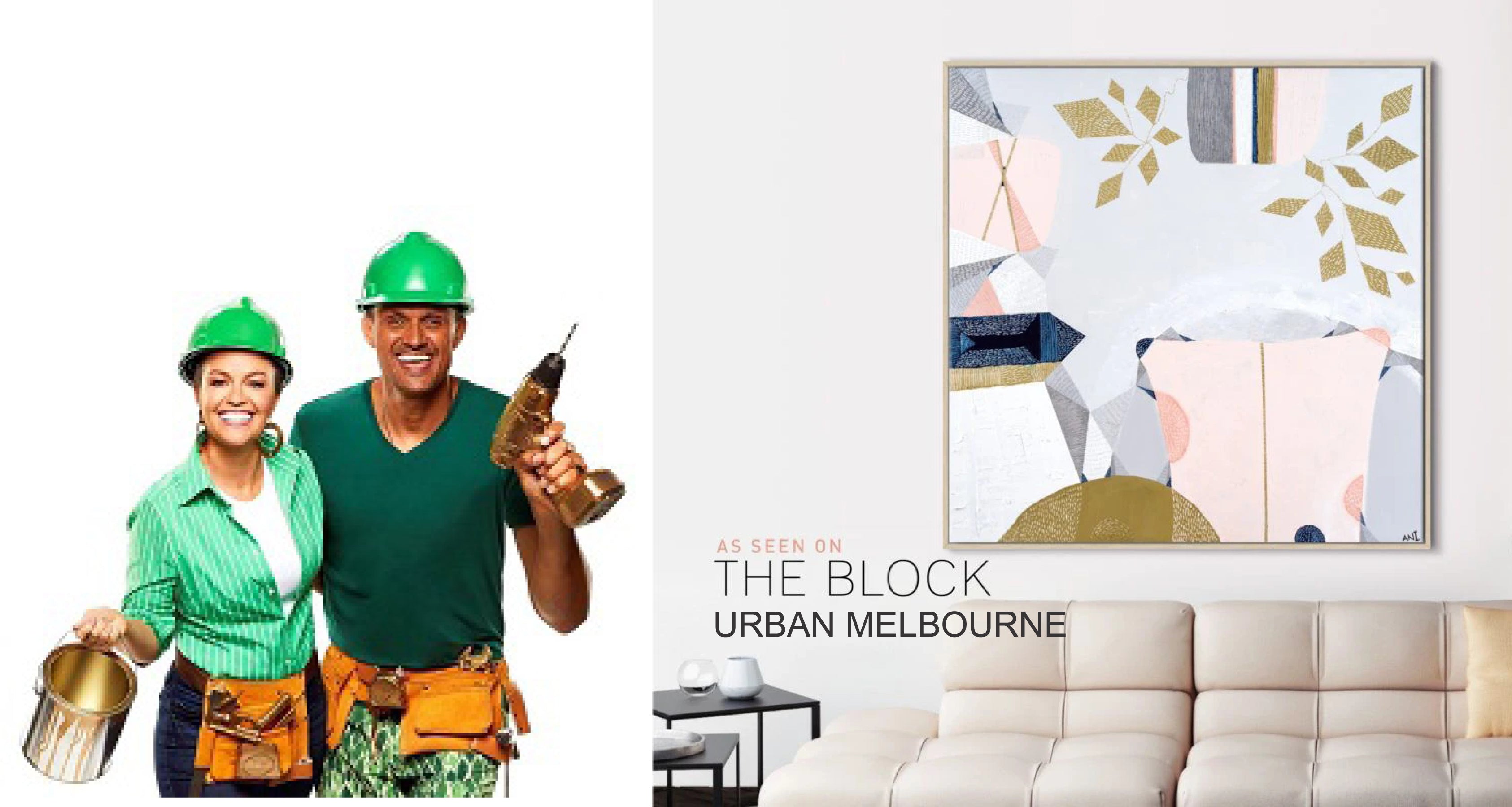 "Urban Melbourne print by Ani Ipradjian – as seen on The Block 2019. Abstract Australian art inspired by 70s interiors and Melbourne city design. Perfect for art collectors and Australian home decor."