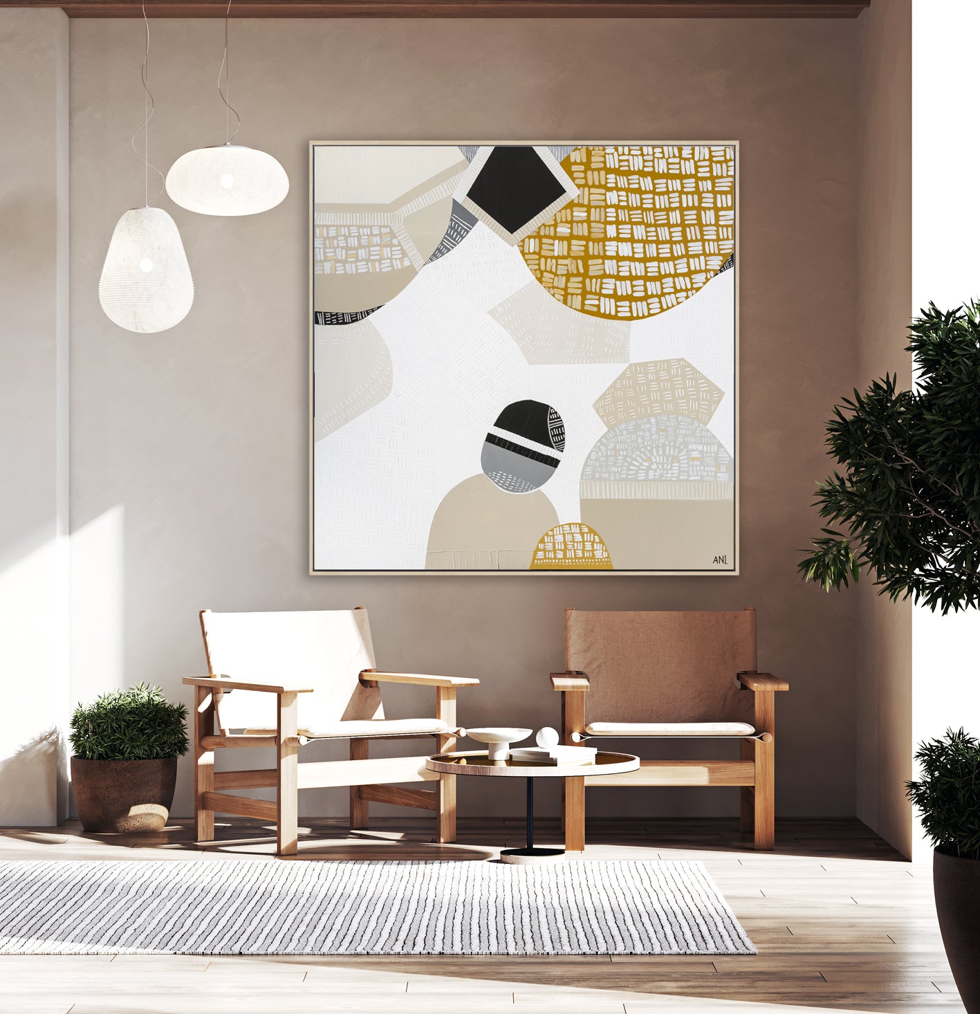 Australian Outback Road print by Ani Ipradjian – abstract landscape art featuring earthy tones, textured brushstrokes, and iconic Australian desert scenery. Perfect for modern interiors and collectors worldwide.