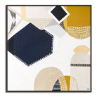 Australian Outback Road 3 abstract landscape artwork by Melbourne-based Australian artist Ani Ipradjian, featuring earthy mustard tones and ocean blues inspired by a cross-country journey from Melbourne to Perth, celebrating Australia’s vast outback roads, rugged terrain, and contemporary Australian art style.