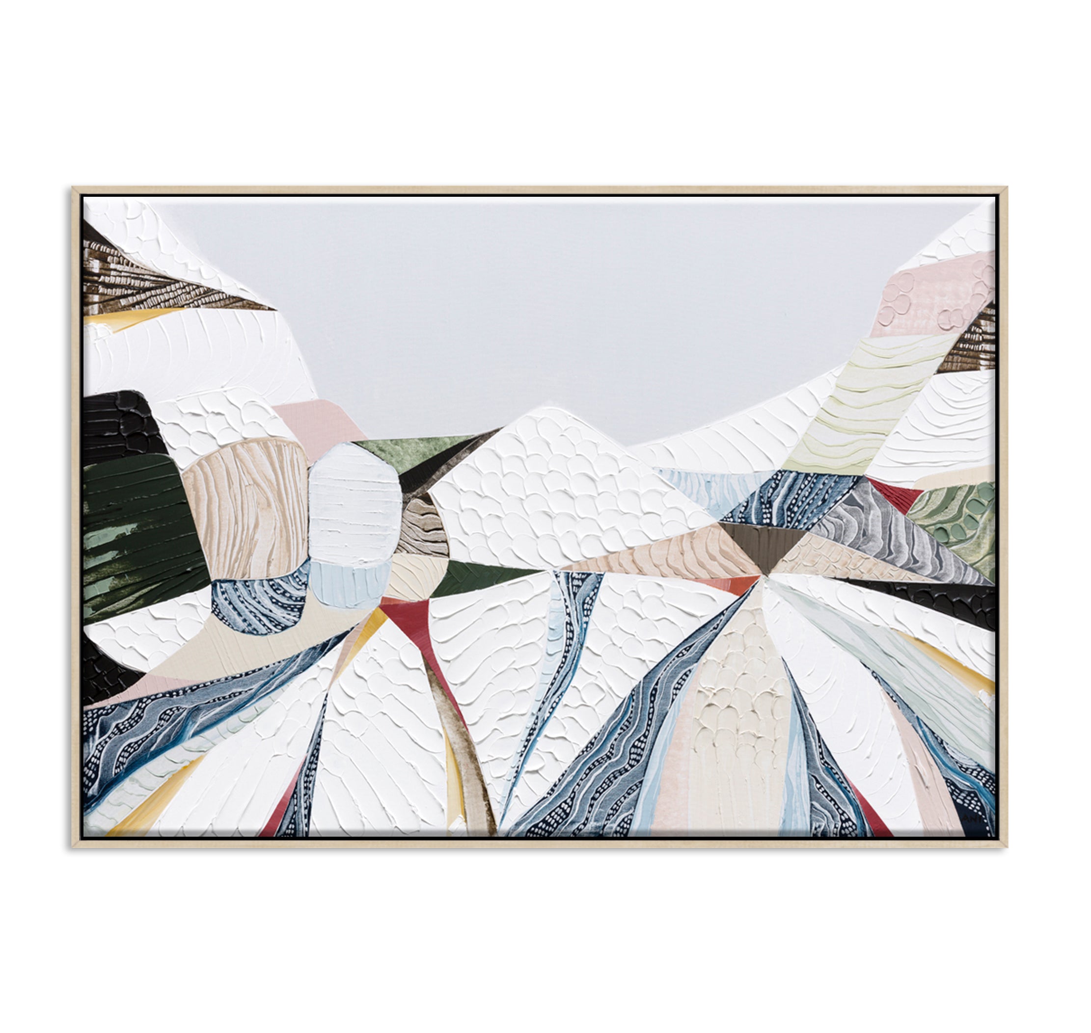 Australian Alps abstract mountain landscape painting by Melbourne artist Ani Ipradjian, inspired by Mount Kosciuszko and alpine ski regions like Mt Buller, Mt Hotham and Falls Creek, featuring textured layers, earthy tones and winter hues, contemporary Australian art for collectors and interiors worldwide