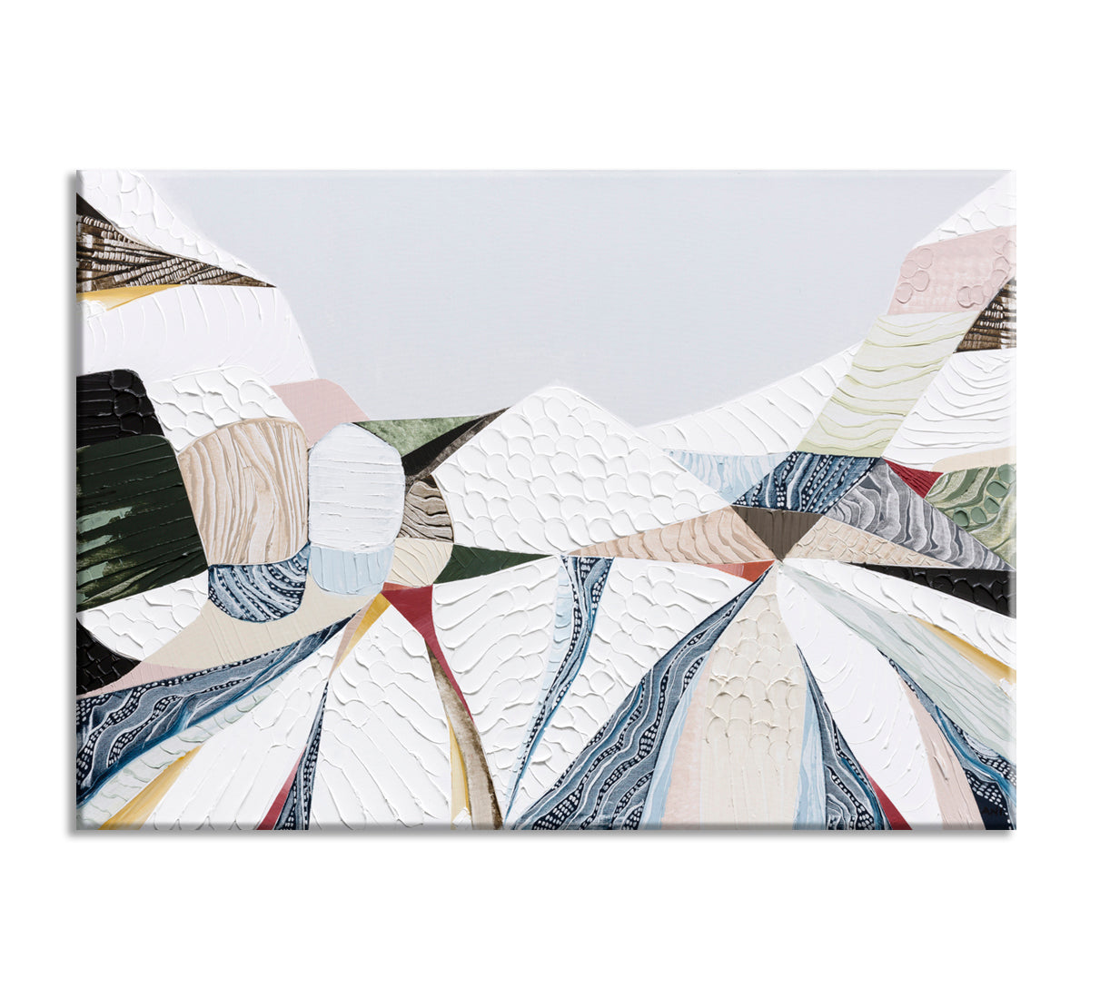 Australian Alps abstract mountain landscape painting by Melbourne artist Ani Ipradjian, inspired by Mount Kosciuszko and alpine ski regions like Mt Buller, Mt Hotham and Falls Creek, featuring textured layers, earthy tones and winter hues, contemporary Australian art for collectors and interiors worldwide