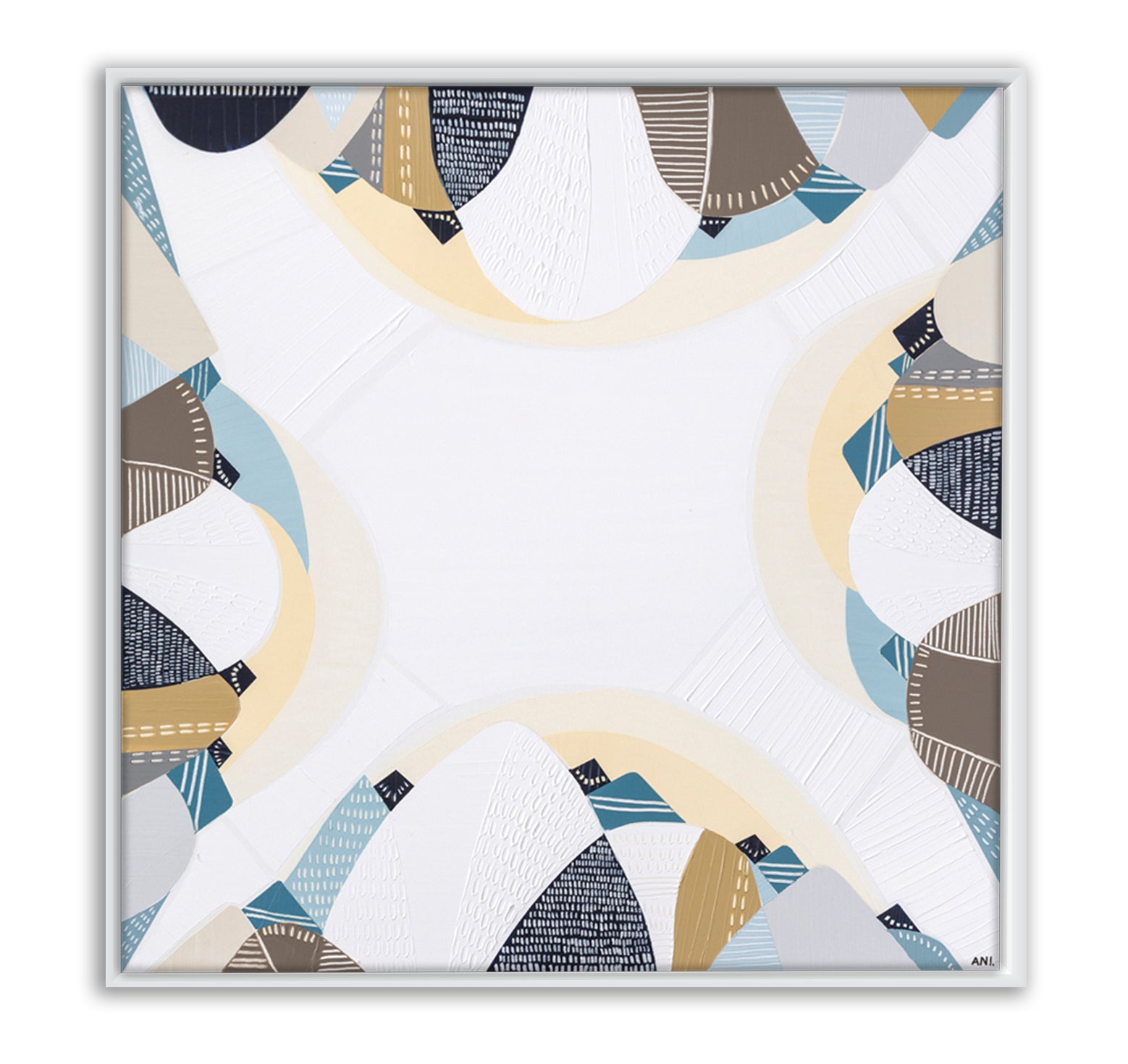 Australian Coast print by Ani Ipradjian – abstract coastal artwork featuring sandy neutrals and ocean blues, inspired by Australia's serene beaches. Ideal for coastal interior design and Australian art collectors.