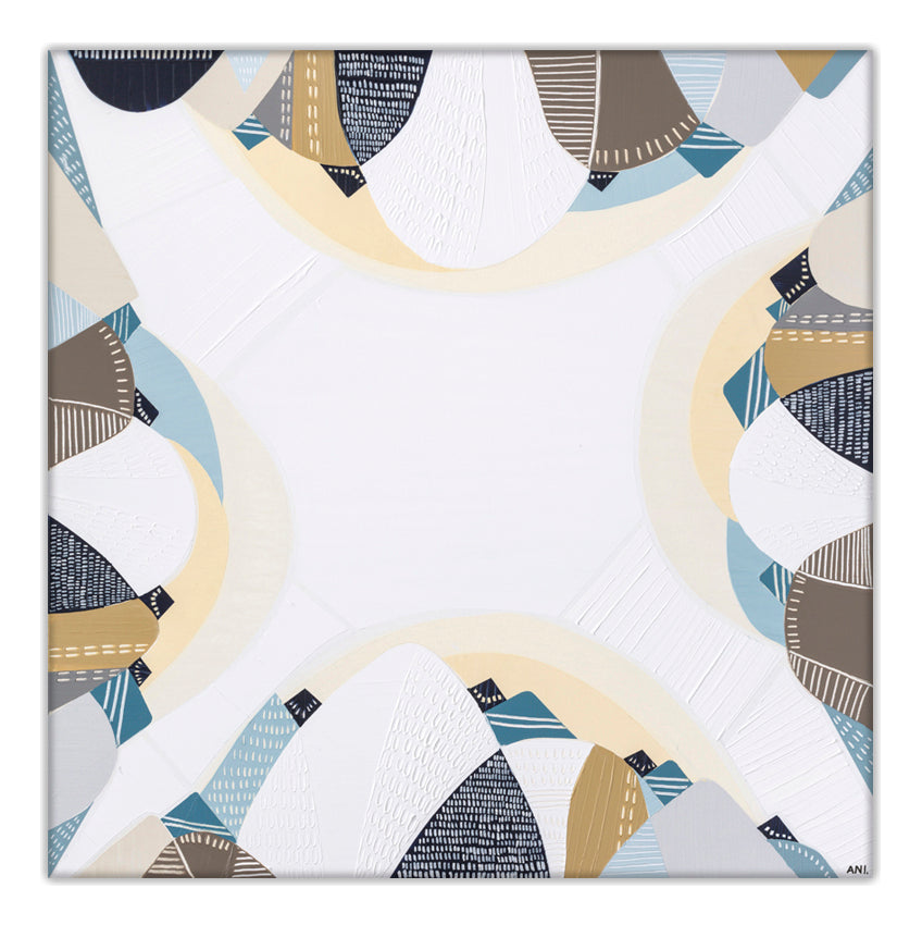 Australian Coast print by Ani Ipradjian – abstract coastal artwork featuring sandy neutrals and ocean blues, inspired by Australia's serene beaches. Ideal for coastal interior design and Australian art collectors.