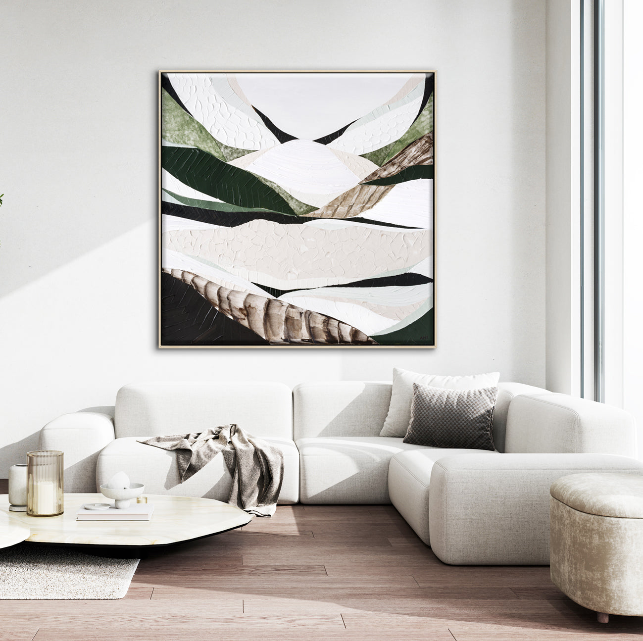 Australian Dividing Ranges 2 by Melbourne artist Ani Ipradjian — contemporary abstract Australian mountain landscape painting and print inspired by the Great Dividing Range. Features earthy browns, sage greens, and textured layers capturing native bushland, rugged terrain, and Australia’s natural beauty across Queensland, New South Wales, and Victoria. Ideal for art collectors, interior designers, home decorators, and lovers of modern Australian landscape art. Available framed in Tasmanian Oak, Black, or Wh