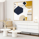 Australian Outback Road 3 abstract landscape artwork by Melbourne-based Australian artist Ani Ipradjian, featuring earthy mustard tones and ocean blues inspired by a cross-country journey from Melbourne to Perth, celebrating Australia’s vast outback roads, rugged terrain, and contemporary Australian art style.