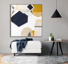 Australian Outback Road 3 abstract landscape artwork by Melbourne-based Australian artist Ani Ipradjian, featuring earthy mustard tones and ocean blues inspired by a cross-country journey from Melbourne to Perth, celebrating Australia’s vast outback roads, rugged terrain, and contemporary Australian art style.